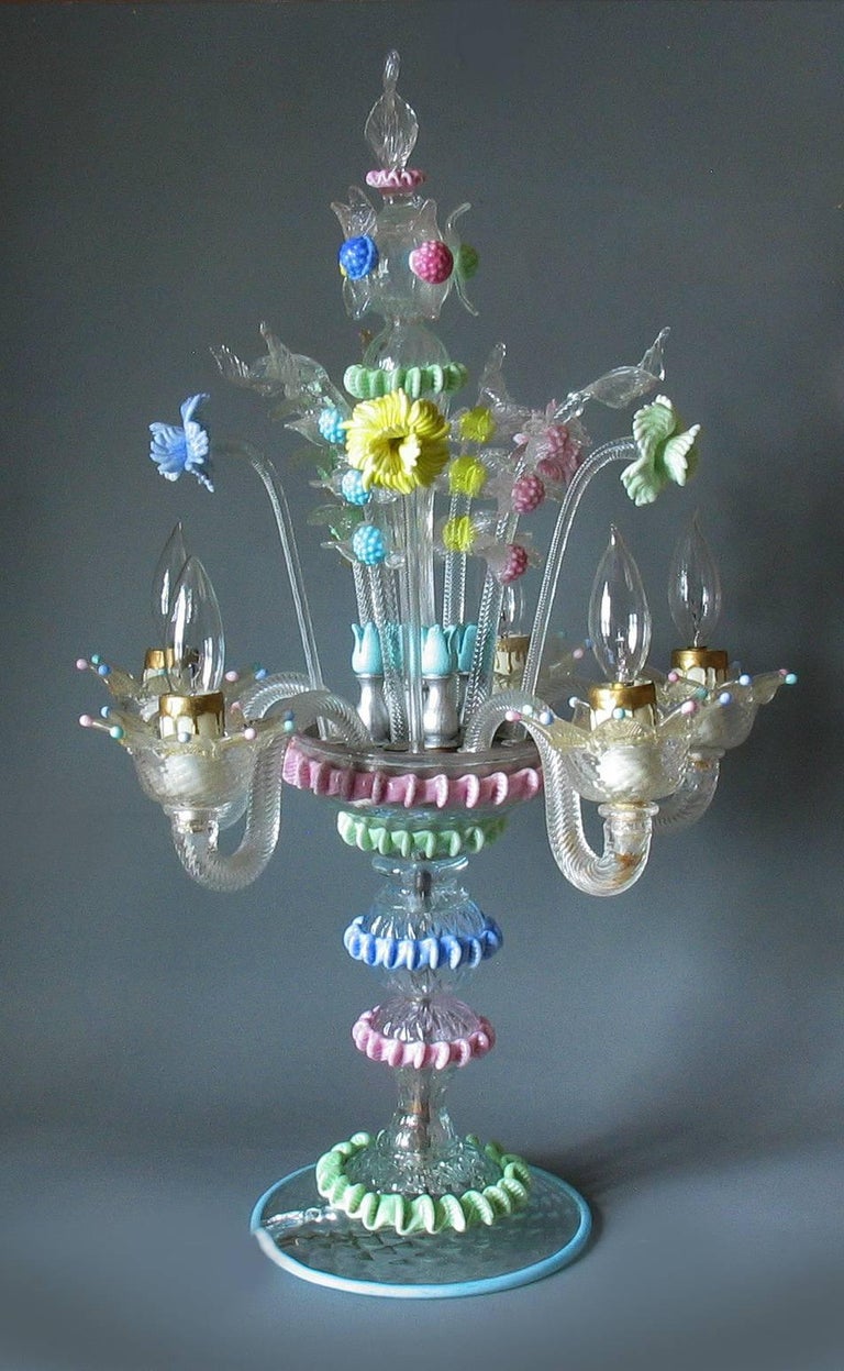 Handblown Murano Glass Candelabra Multicolored, circa 1940 For Sale at