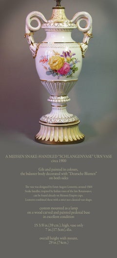 Meissen Snake-Handled "Schlangenvase" Urn Vase Lamp