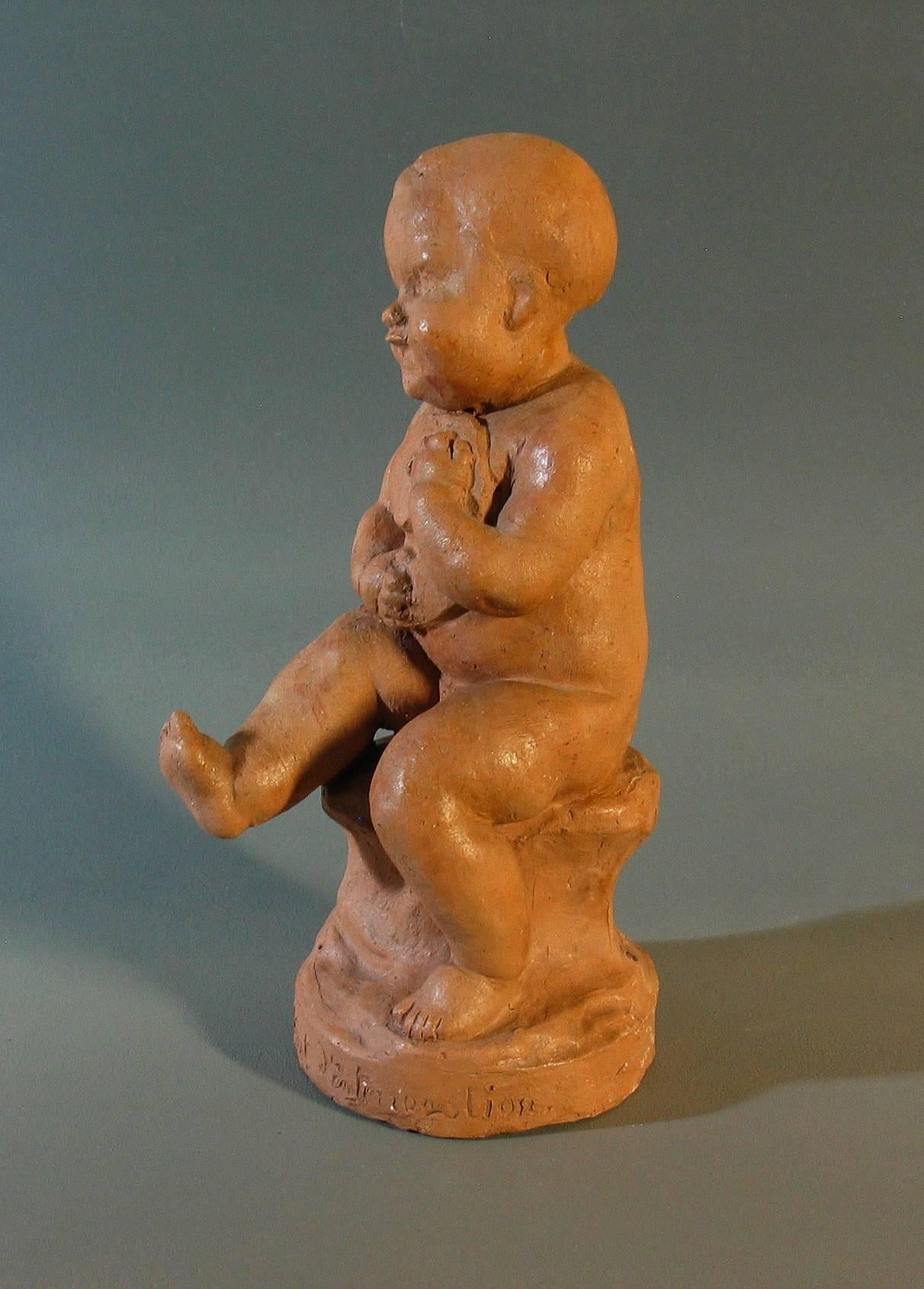 Beaux Arts French Terracotta Sculpture, 20th Century by Louis Auguste Joseph Bertrand For Sale