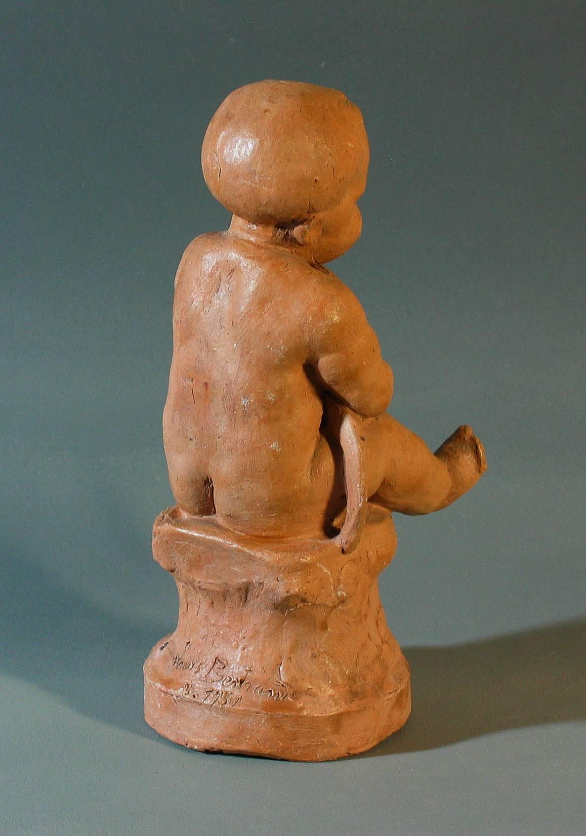 Hand-Crafted French Terracotta Sculpture, 20th Century by Louis Auguste Joseph Bertrand For Sale