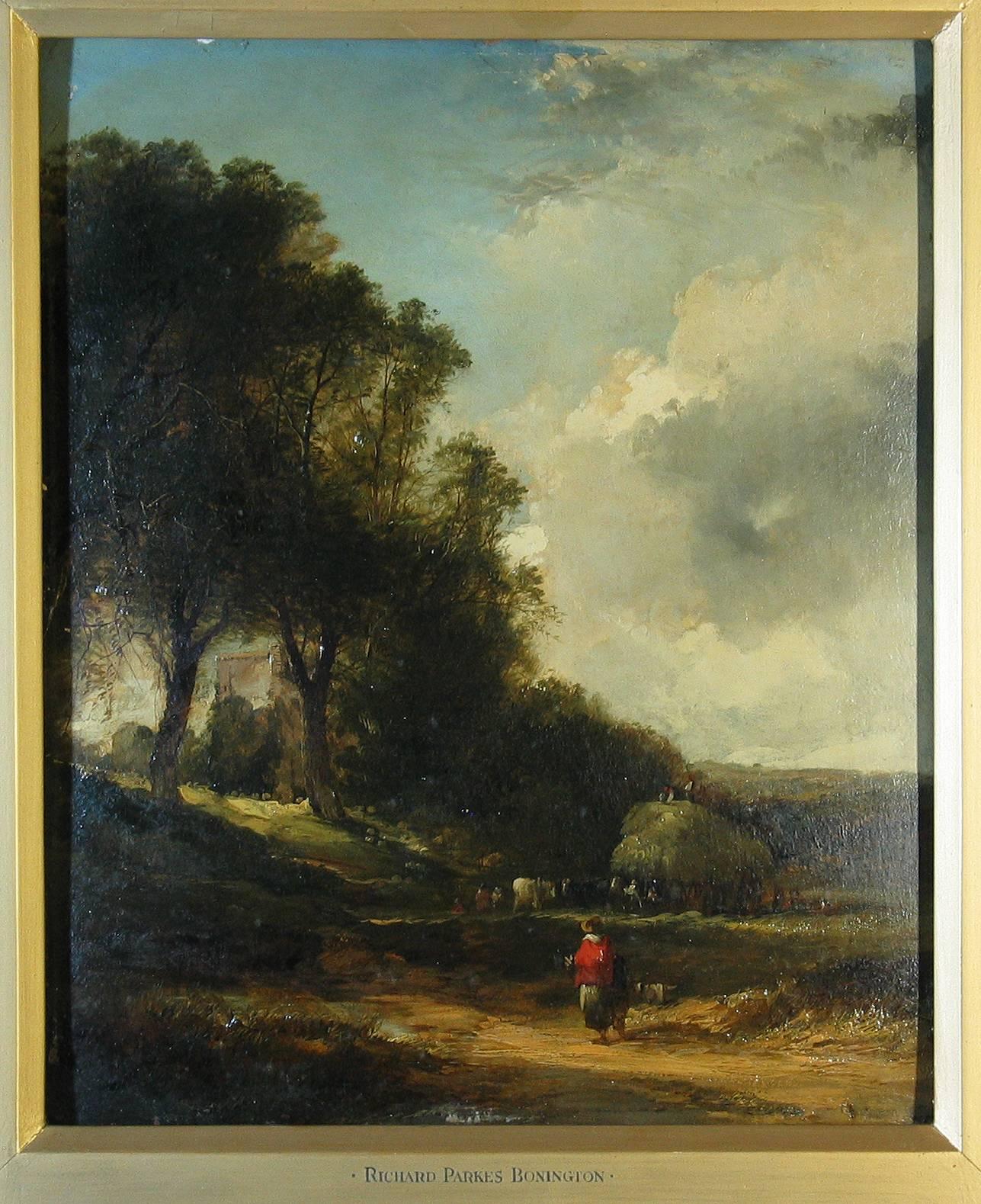 Attributed to Richard Parkes Bonington, Oil on Millboard, Landscape 1