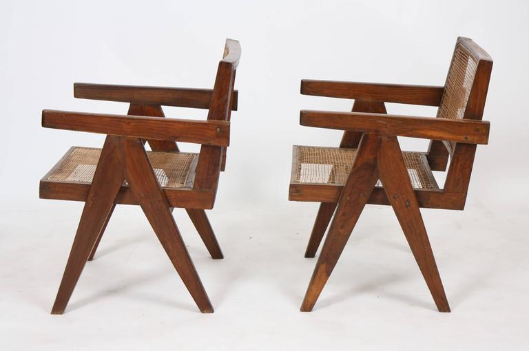 Set of Two Armchairs Called "Office Cane Chairs" from Pierre Jeanneret