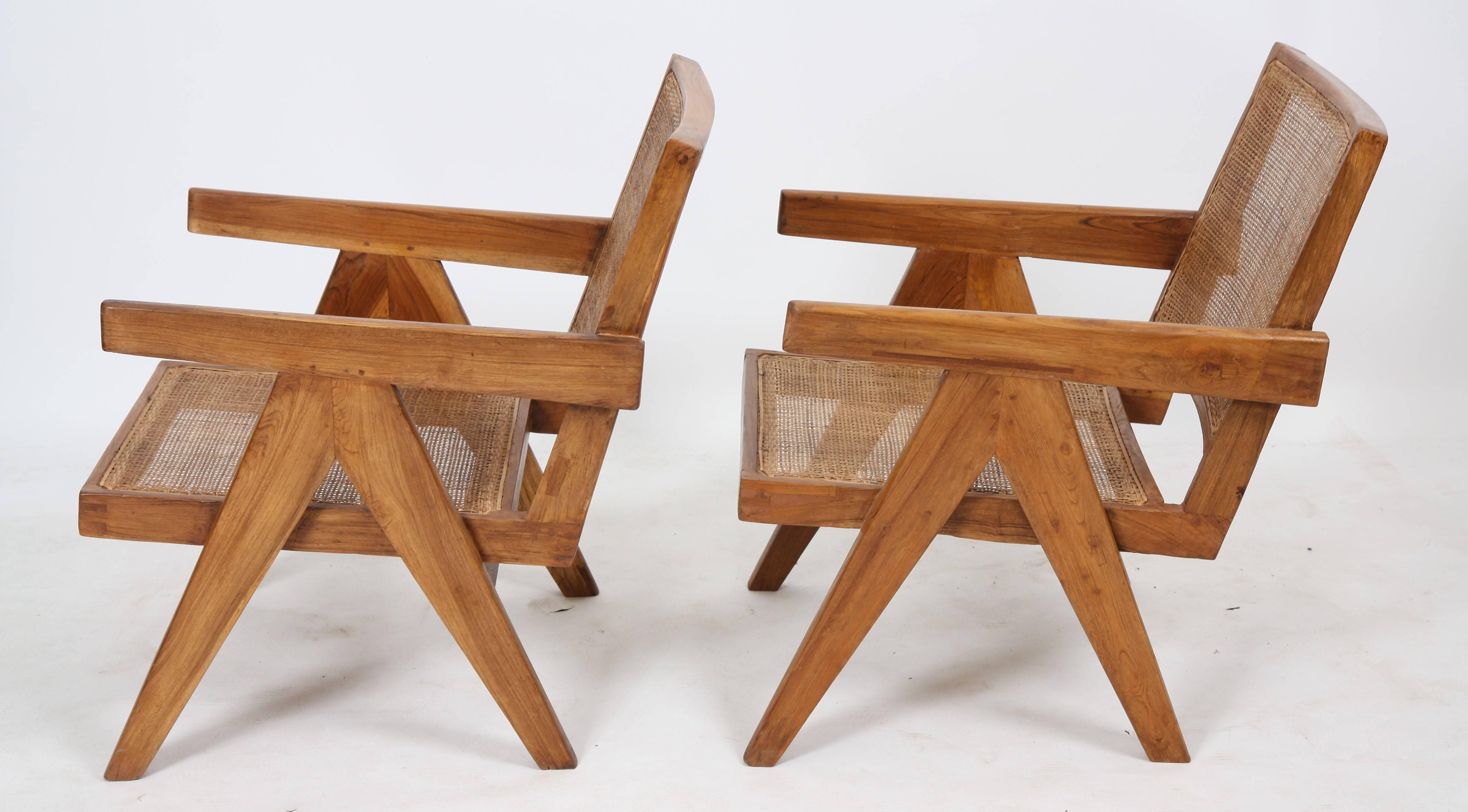 Pierre Jeanneret, Set of Two Easy Armchairs In Good Condition In Altwies, LU