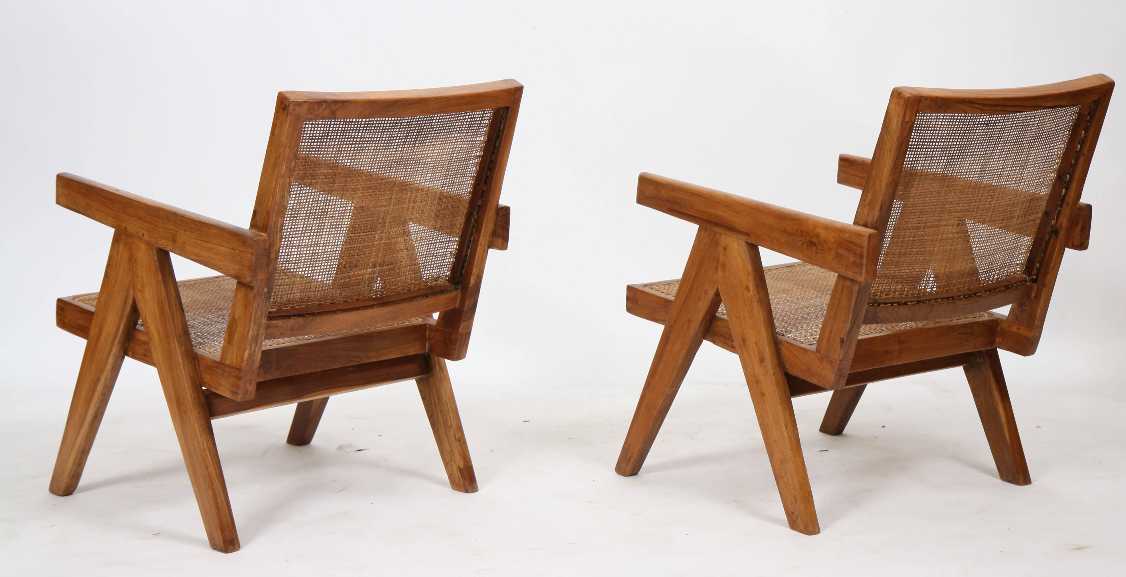 Mid-20th Century Pierre Jeanneret, Set of Two Easy Armchairs