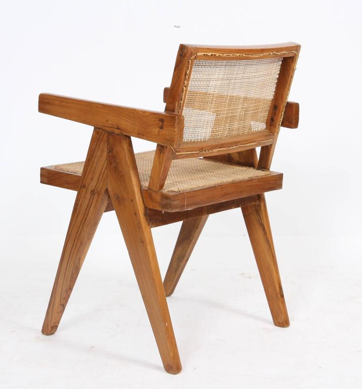 Pierre Jeanneret Armchair Called "Office Cane Chairs" at 1stDibs