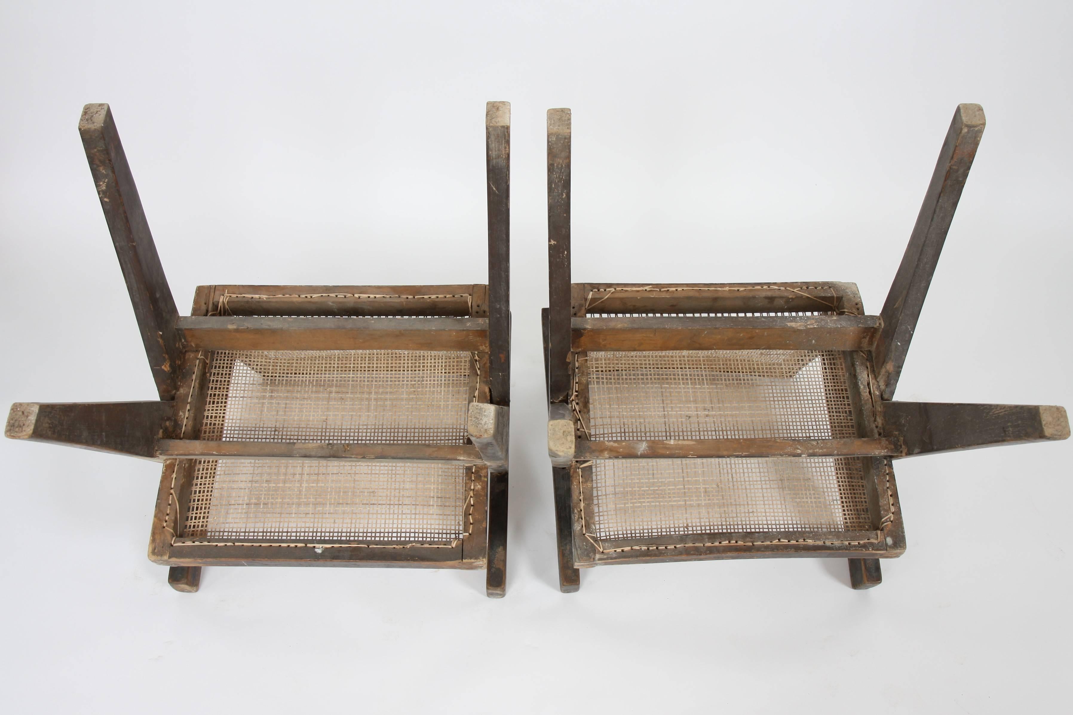 Pierre Jeanneret, Set of Two Armchairs Called Office Cane Chairs 1