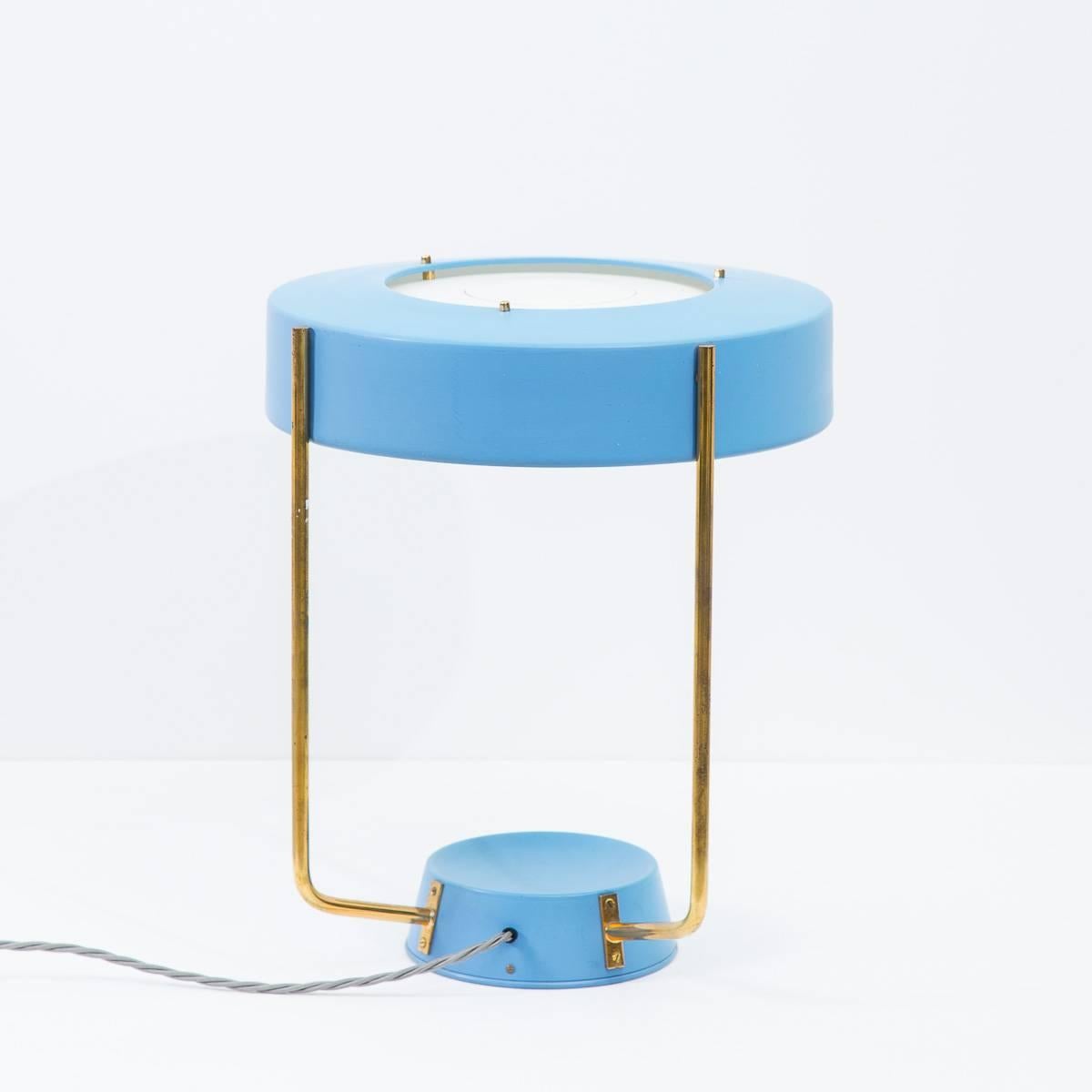 Italian Stilnovo Blue Desk Lamp, Italy, 1950s
