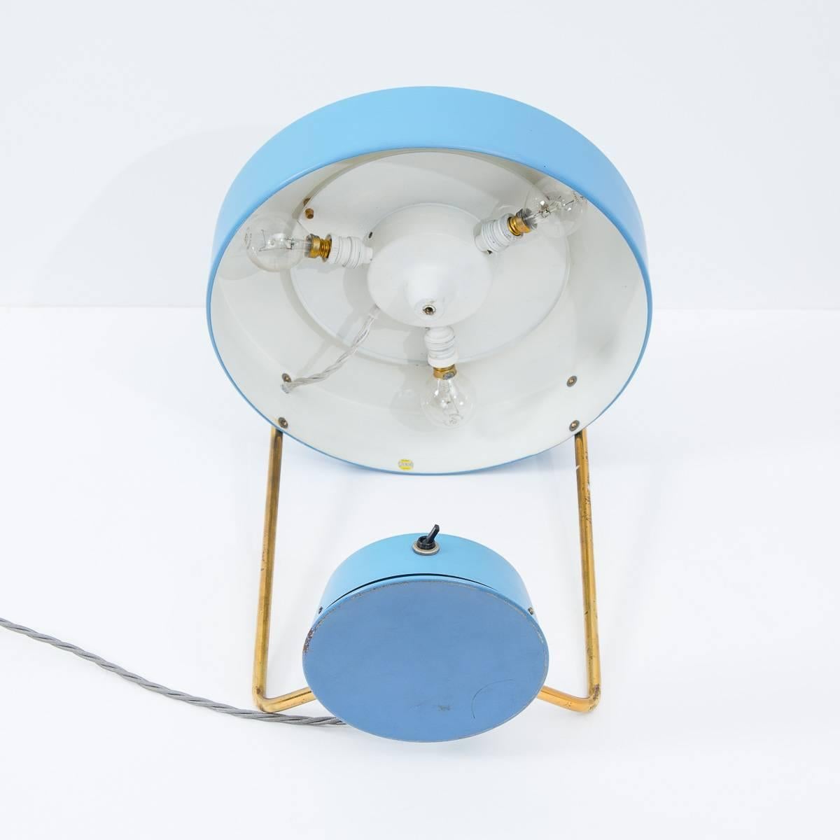 Painted Stilnovo Blue Desk Lamp, Italy, 1950s