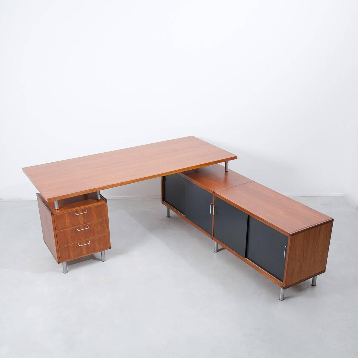 Mid-Century Modern 1950s Cees Braakman Pastoe L-Shaped Executive Desk, Netherlands