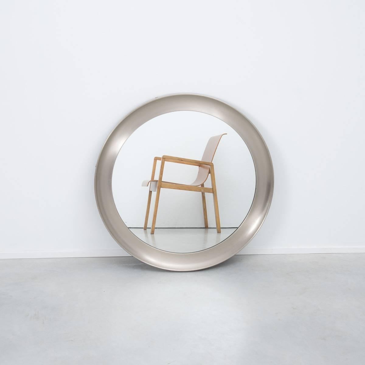 Mid-Century Modern Sergio Mazza Narcisso Round Nickel Mirror Artemide, Italy, 1960