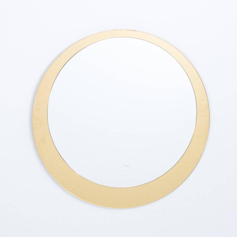 Round Gold Glass Frameless Mirror Italy, 1960 For Sale at 1stDibs