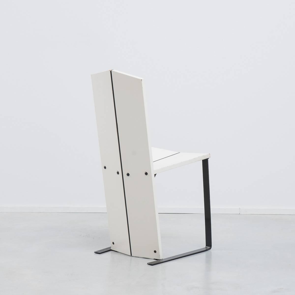 Mid-Century Modern White De Stijl Side Chair Unknown, Dutch, 1950s