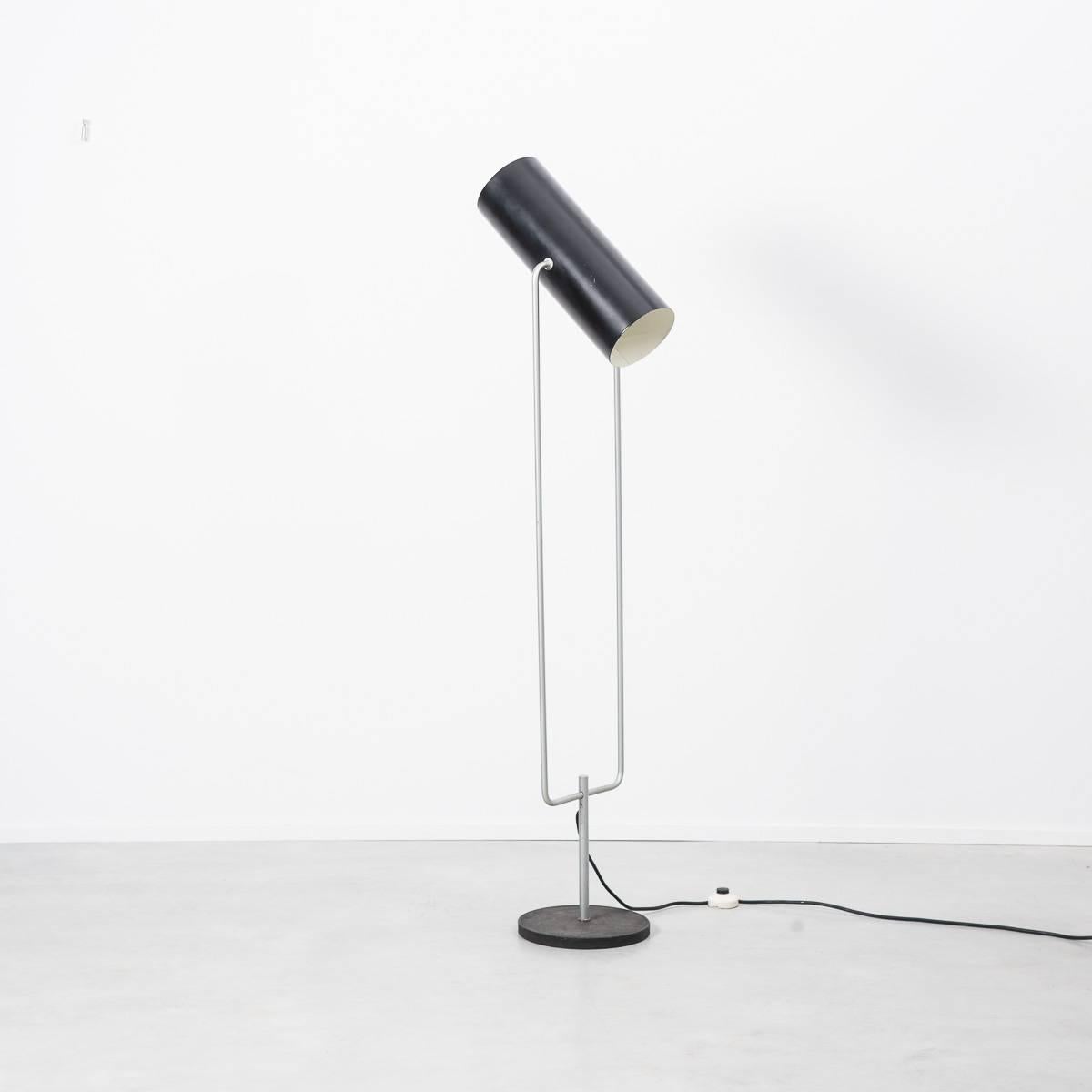 Metal Raak Tube D2300 Black Dutch Modernist Floor Lamp