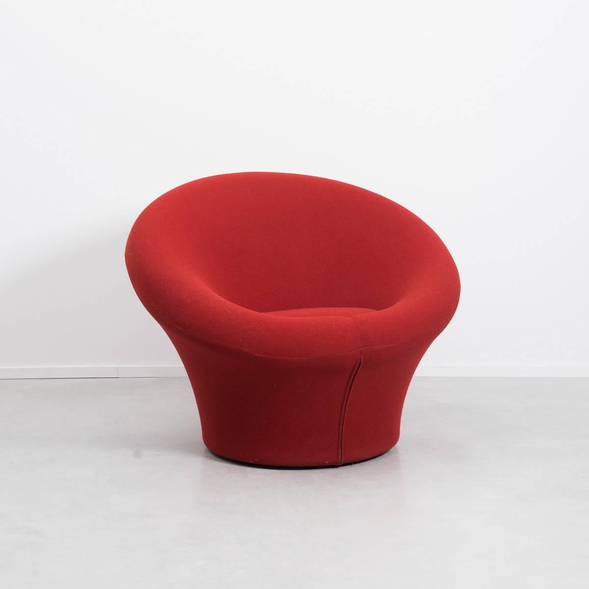 Red Pierre Paulin Mushroom chair designed for Artifort in 1960, Netherlands. 

After a brief spell at Thonet, Pierre Paulin joined Maastricht-based manufacturers Artifort. There he designed the Mushroom (1960), which would propel him to design