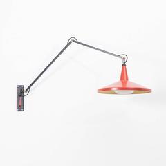 Wim Rietveld red Panama 4050 wall lamp, Gispen 1953