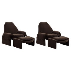 Pair of Vittorio Introini P60 chairs and ottomans for Saporiti - Italy, 1970s.