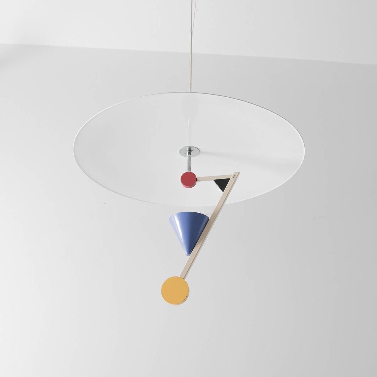 A large sculptural pendant designed by Olle Andersson for Swedish manufacturer Borens in 1982. Constructed from metal the lamp won the “Excellent Swedish Design” award when released and is held in the collections of both the Swedish National and the