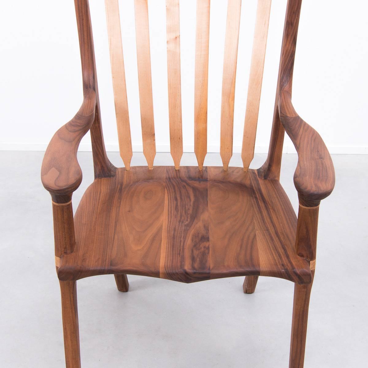 Walnut and Maple Chair in Manner of Sam Maloof 2