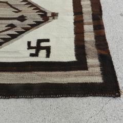 Antique circa 1910-1915 Natural Wool Navajo Trading Post Rug with Whirling Logs