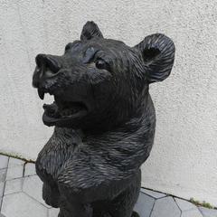 Vintage 19th Century Hand-Carved Wooden Black Forest Bear Umbrella Stand