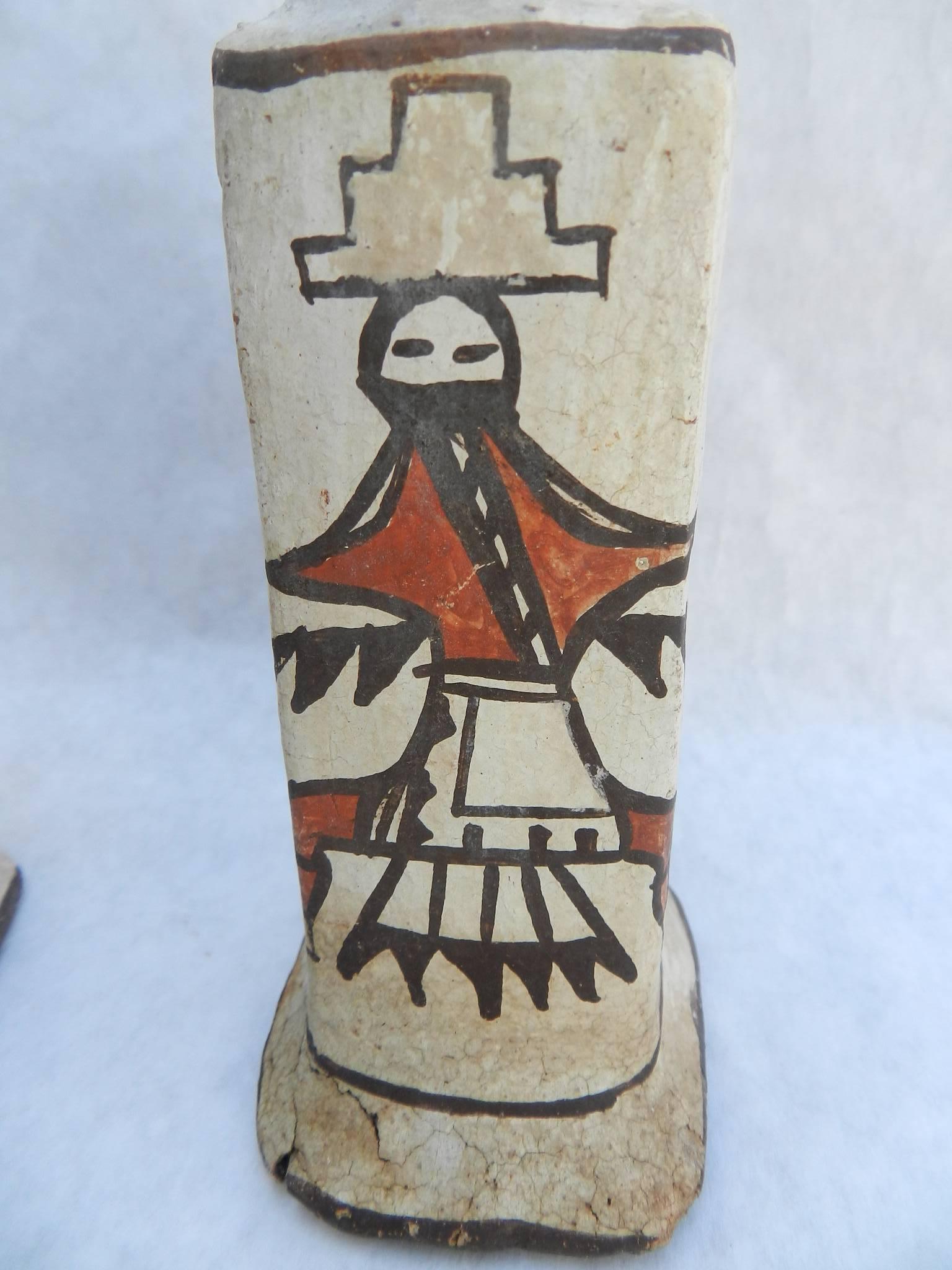 Hand-Crafted Pair of Rare Antique Zuni Pueblo Pottery Candleholders or Candlesticks