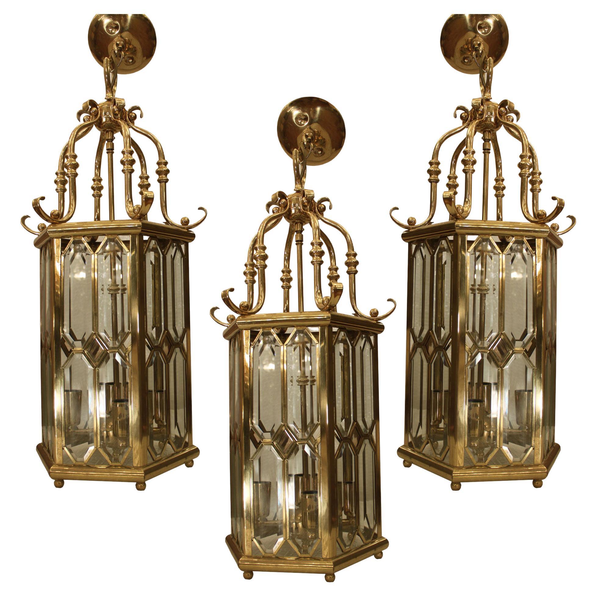 French Brass Lantern, 'Part of a Set of two' (third one sold) For Sale