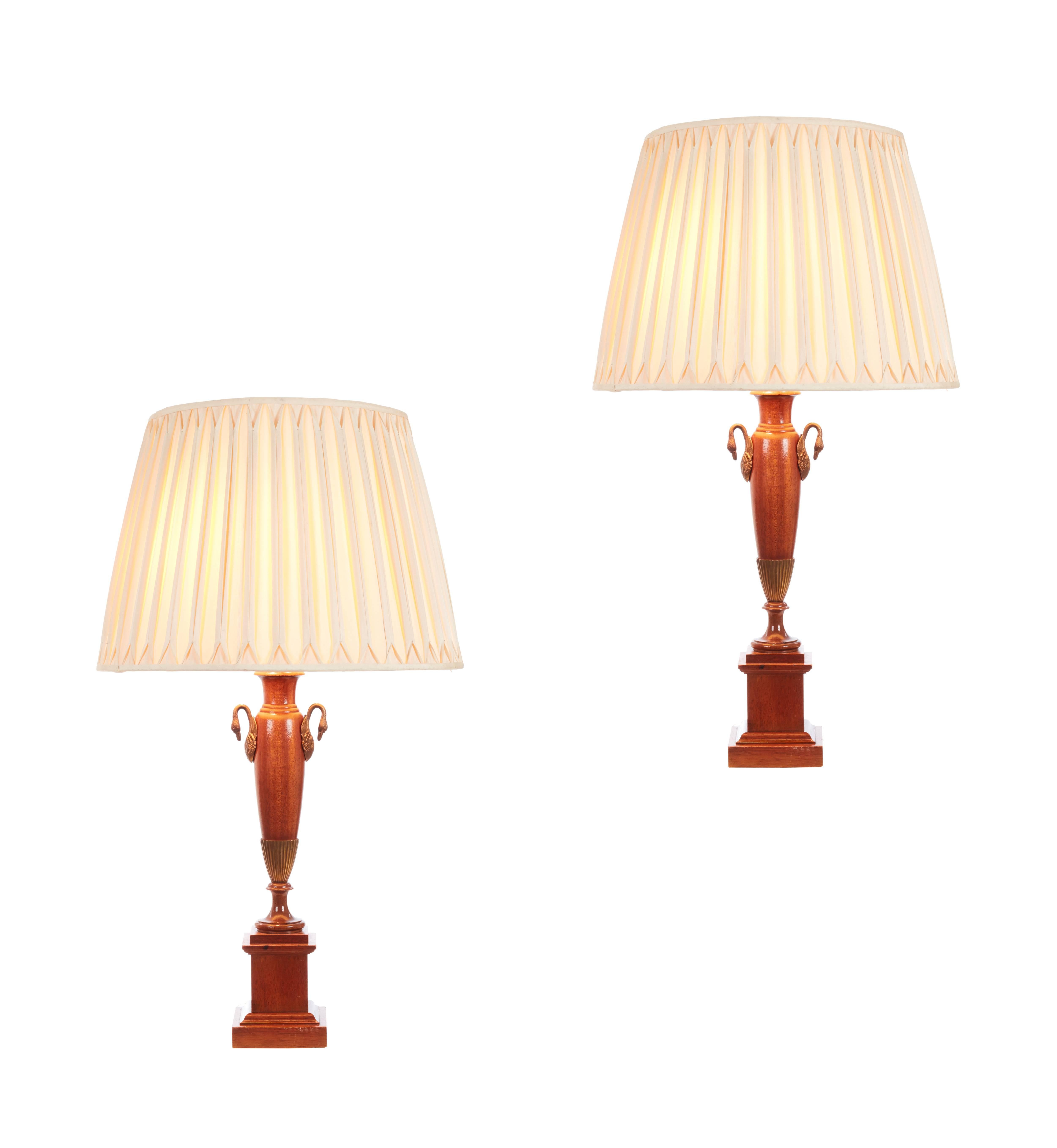Pair of English Classical Greek Empire Revival Table Lamps For Sale 2