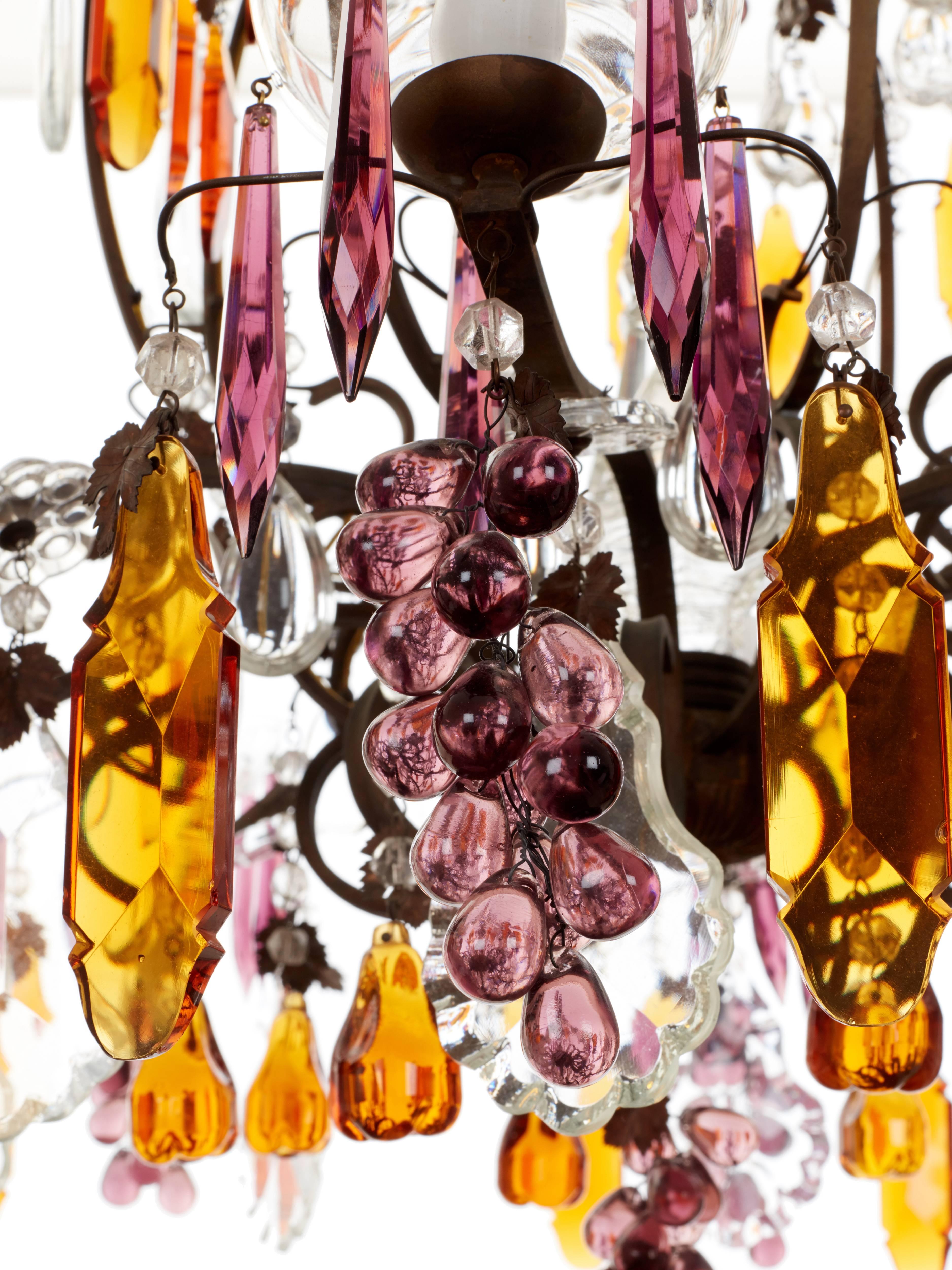 French Chandelier with Purple Icicles & Amber Plaques, circa 1900 1