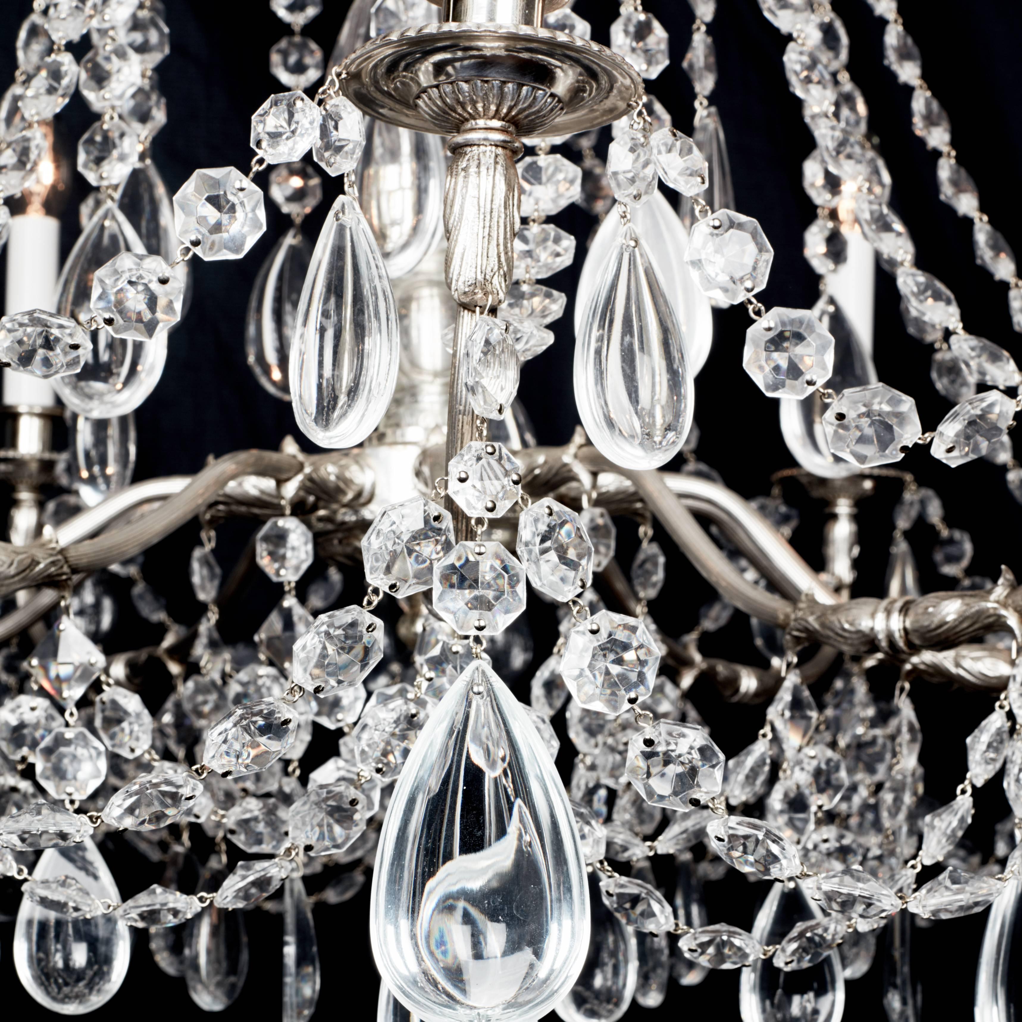 20th Century Versailles Louis XVI Style French Silver Chandelier, late 20th century