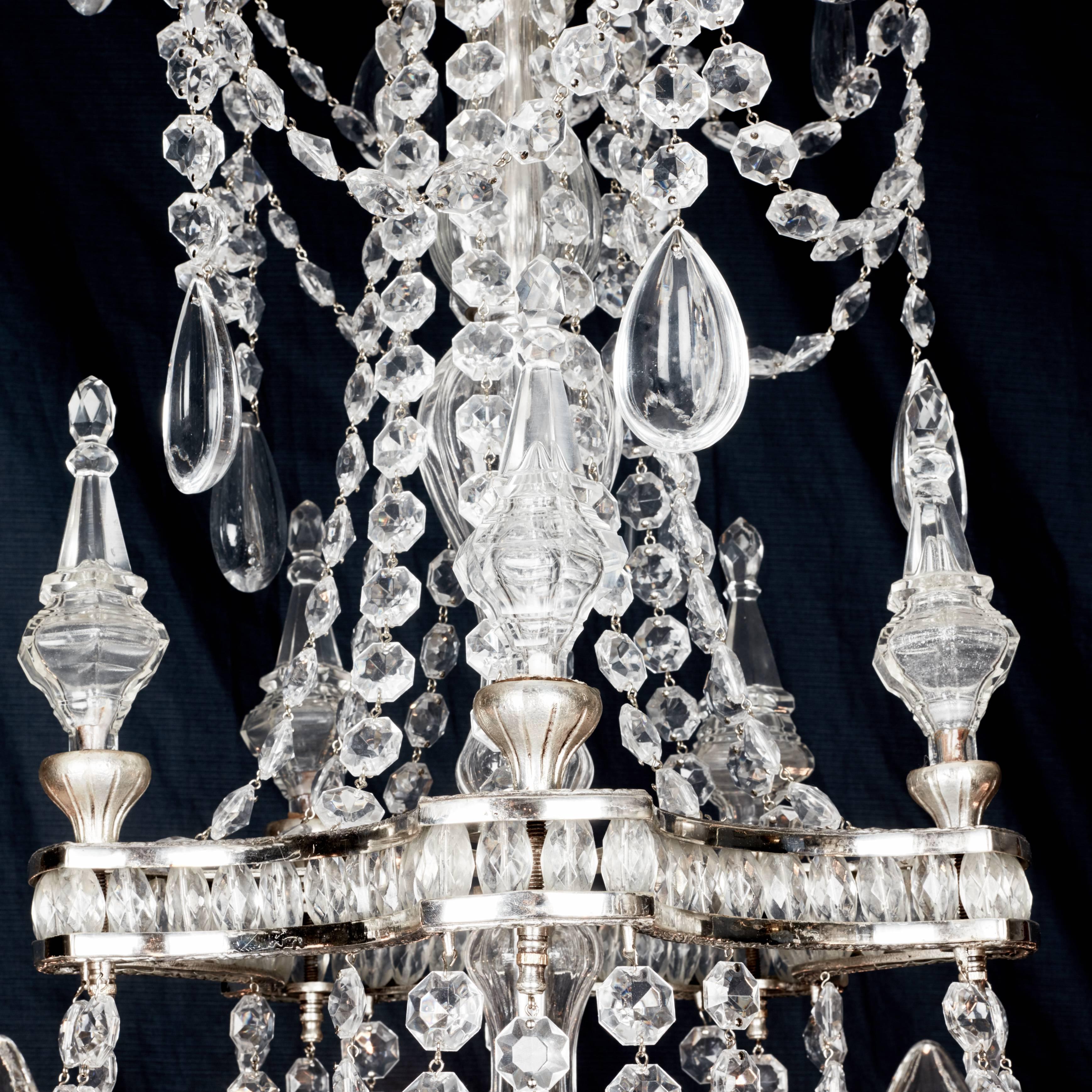 Crystal Versailles Louis XVI Style French Silver Chandelier, late 20th century