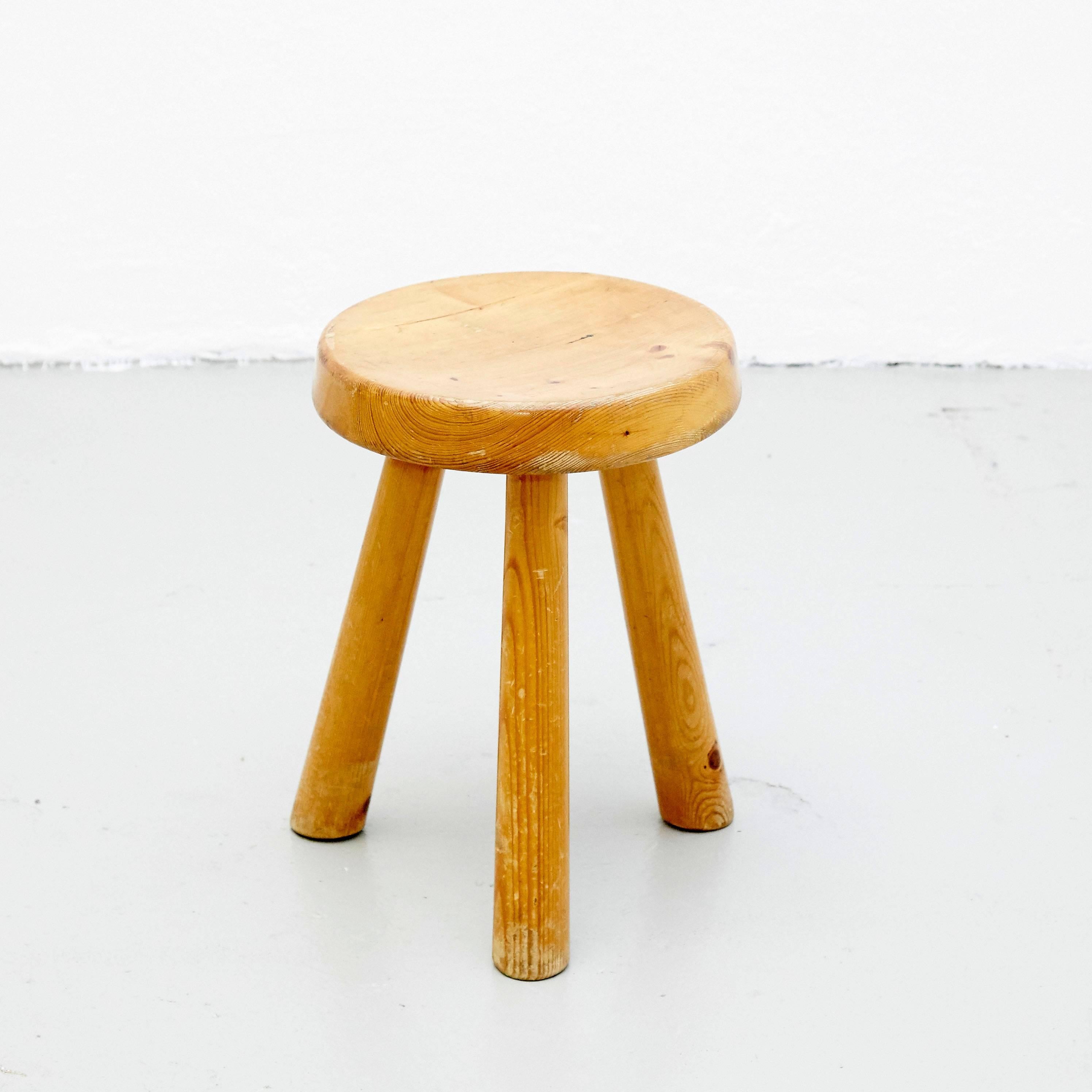 Mid-Century Modern Charlotte Perriand Stool for Les Arcs, circa 1960