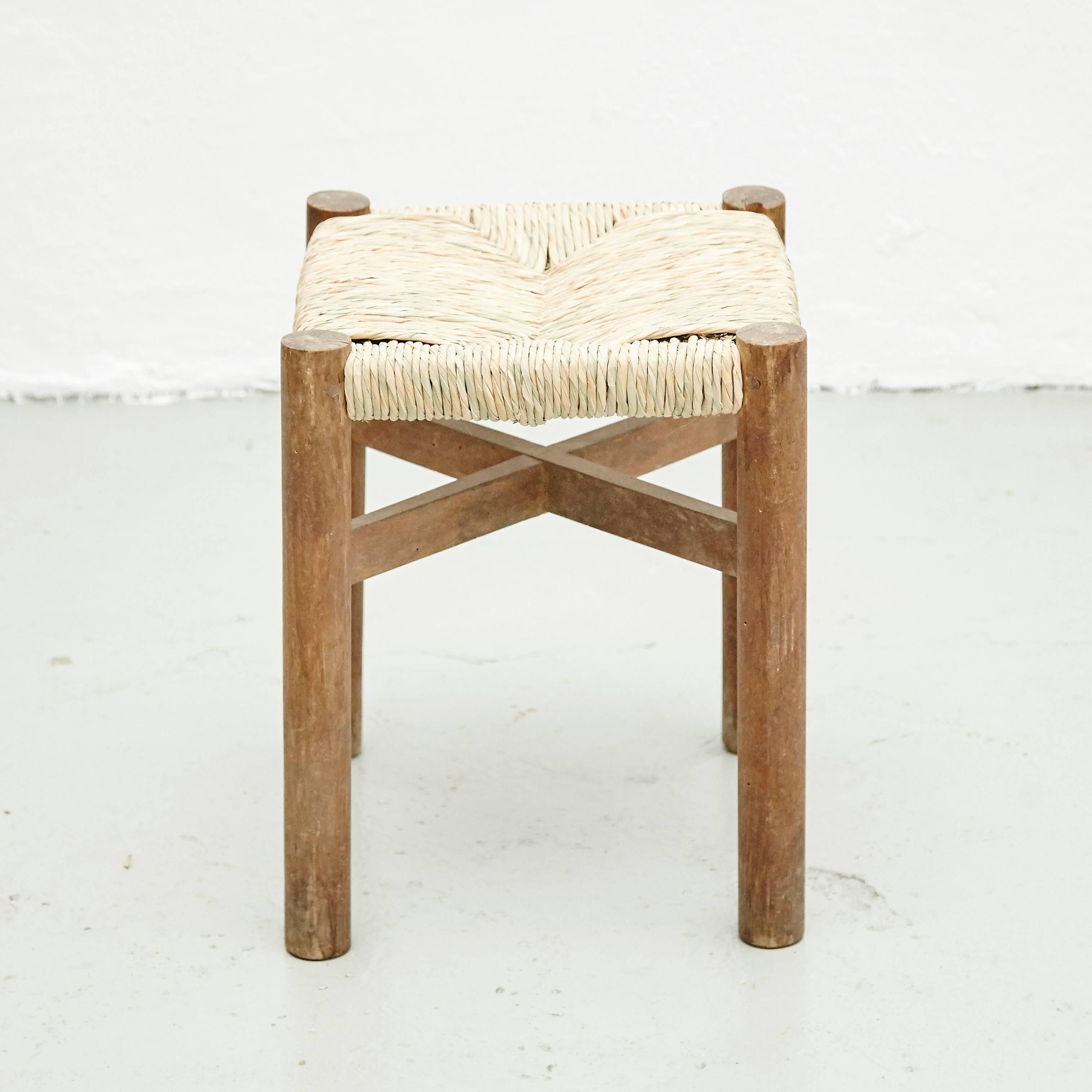 Stool, model Meribel, designed by Charlotte Perriand circa 1950, manufactured in France.
Wood and rattan.

In good condition, with minor wear consistent with age and use.
the rattan seems to be redone some time ago.

We offer fast worldwide shipping