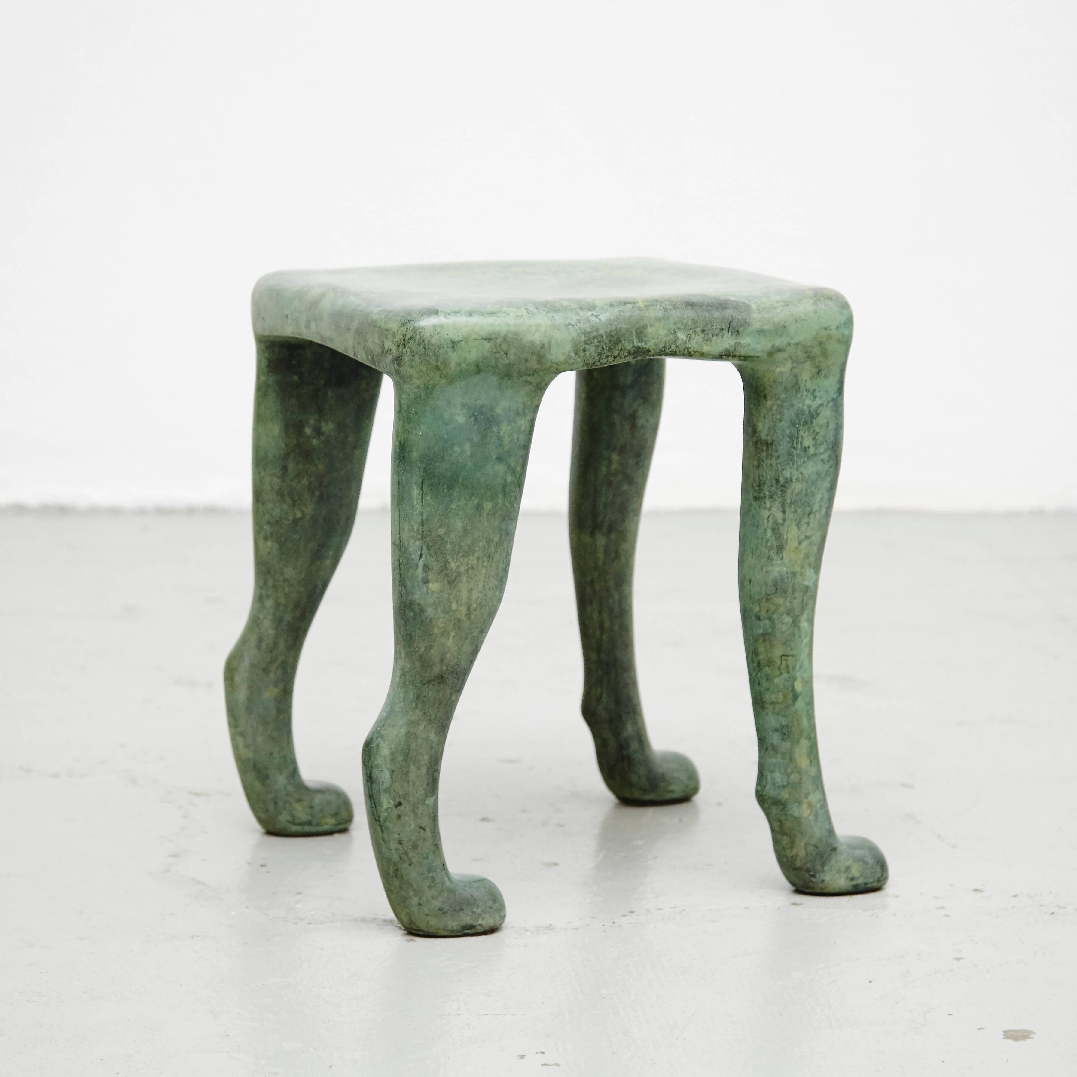 Spanish Adolfo Abejon Brass Sculpture-Stool Khamon Unique Prototype