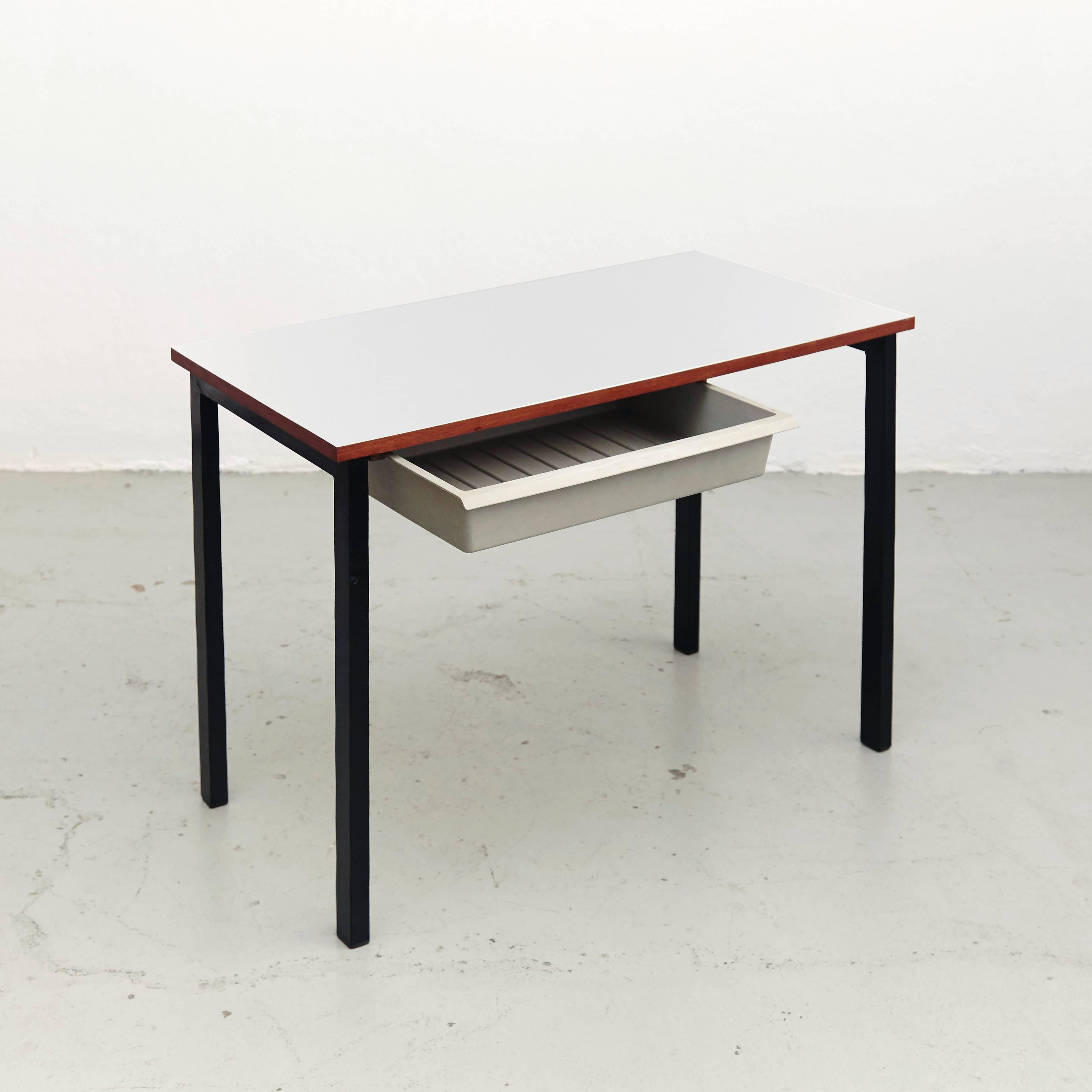 French Charlotte Perriand Console with Drawer, Cite Cansado, circa 1950