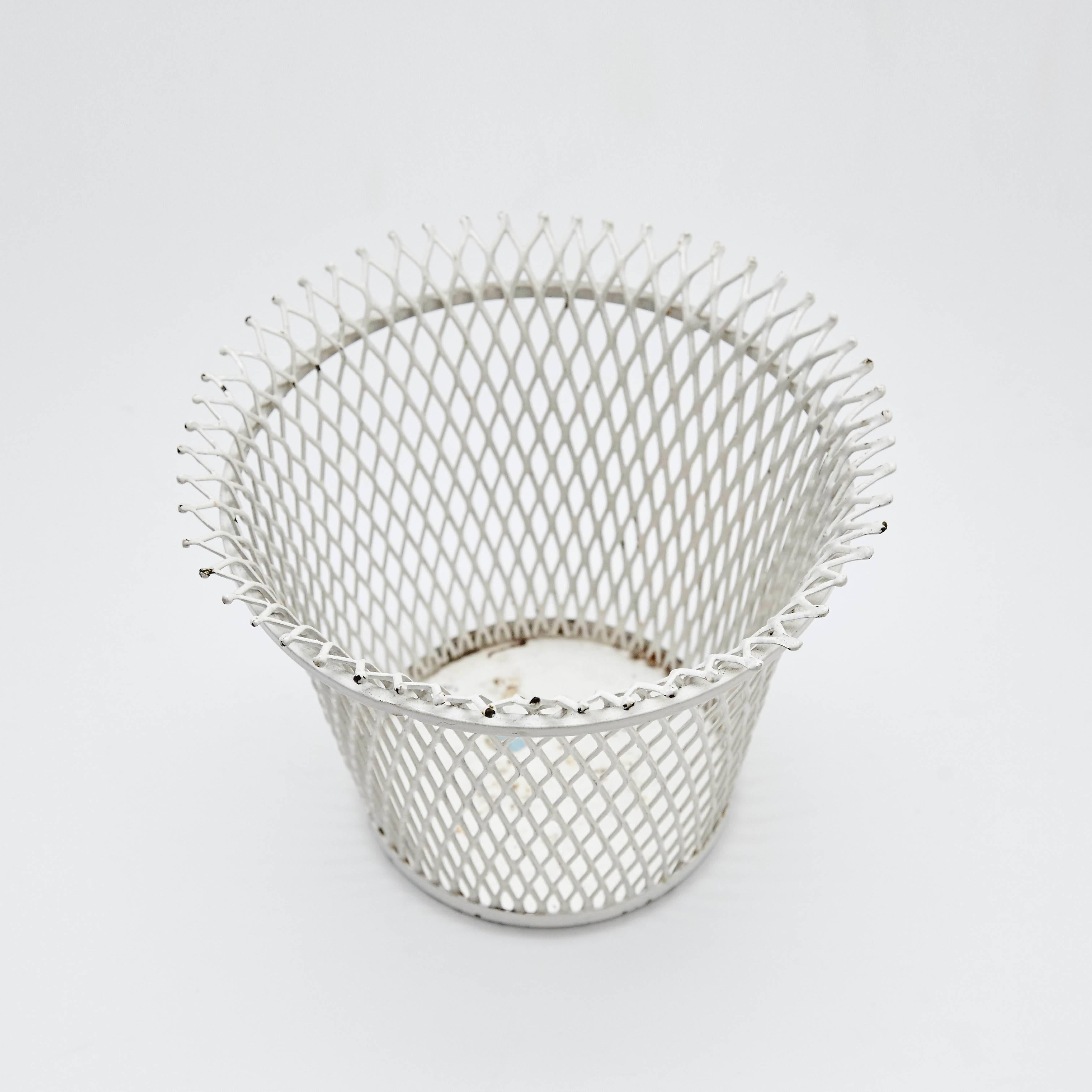 Mid-Century Modern Mathieu Matégot Enameled Metal Basket, circa 1950