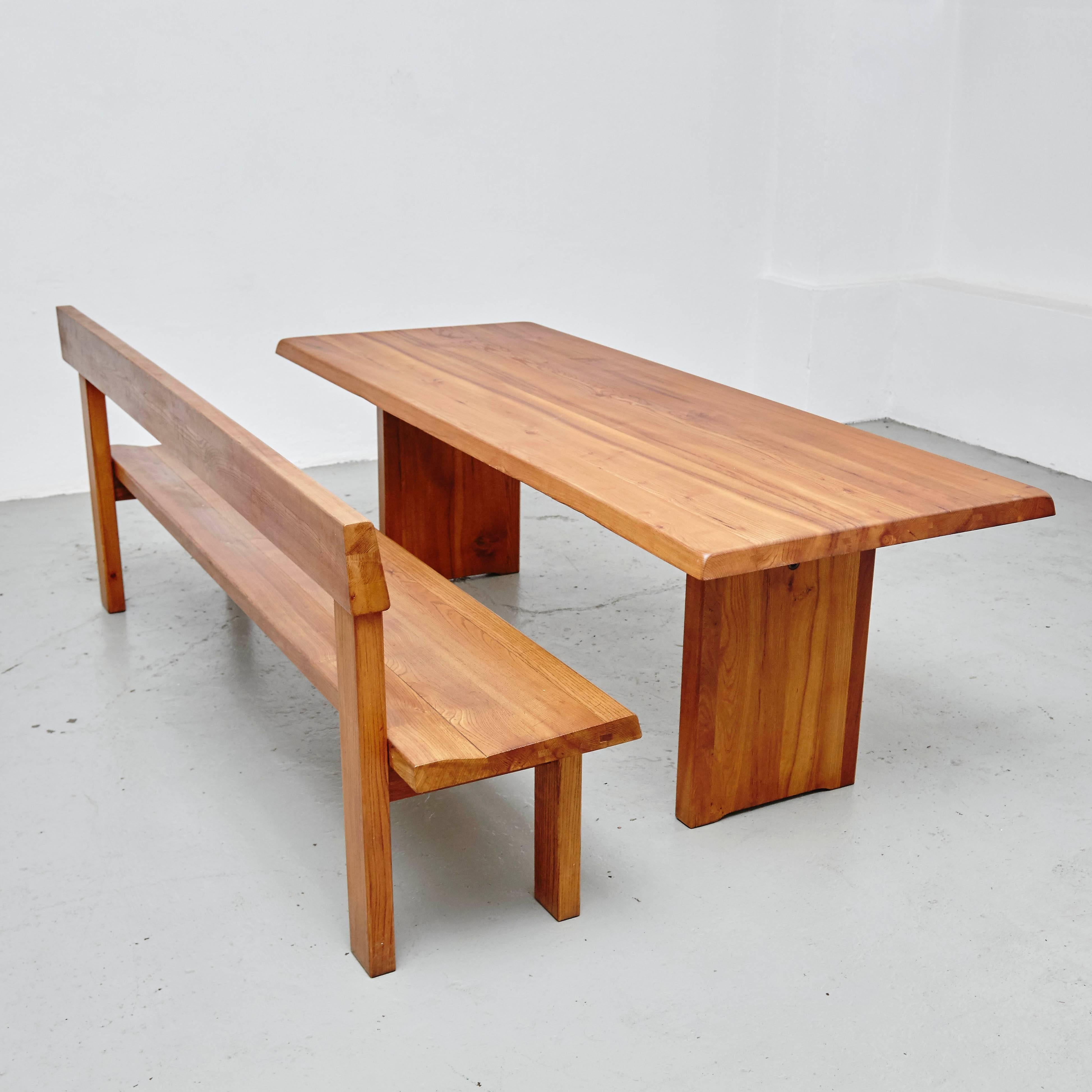 Set of Bench and Dinning Table by Pierre Chapo, circa 1960 In Good Condition In Barcelona, Barcelona