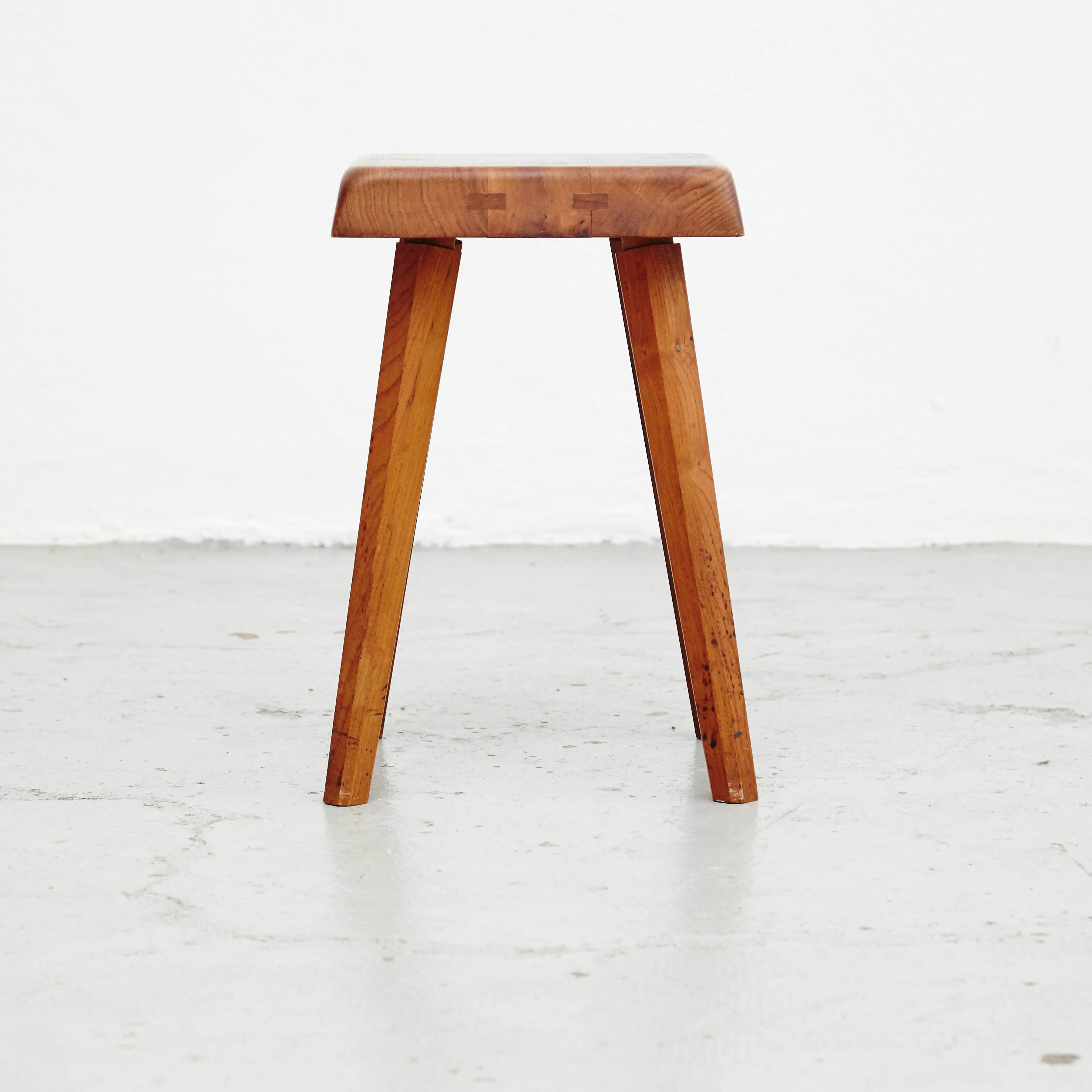 Stool designed by Pierre Chapo, manufactured in France, 1960s.

Solid elmwood.

In good original condition, with minor wear consistent with age and use, preserving a beautiful patina.

Pierre Chapo is born in a family of craftsmen. After his