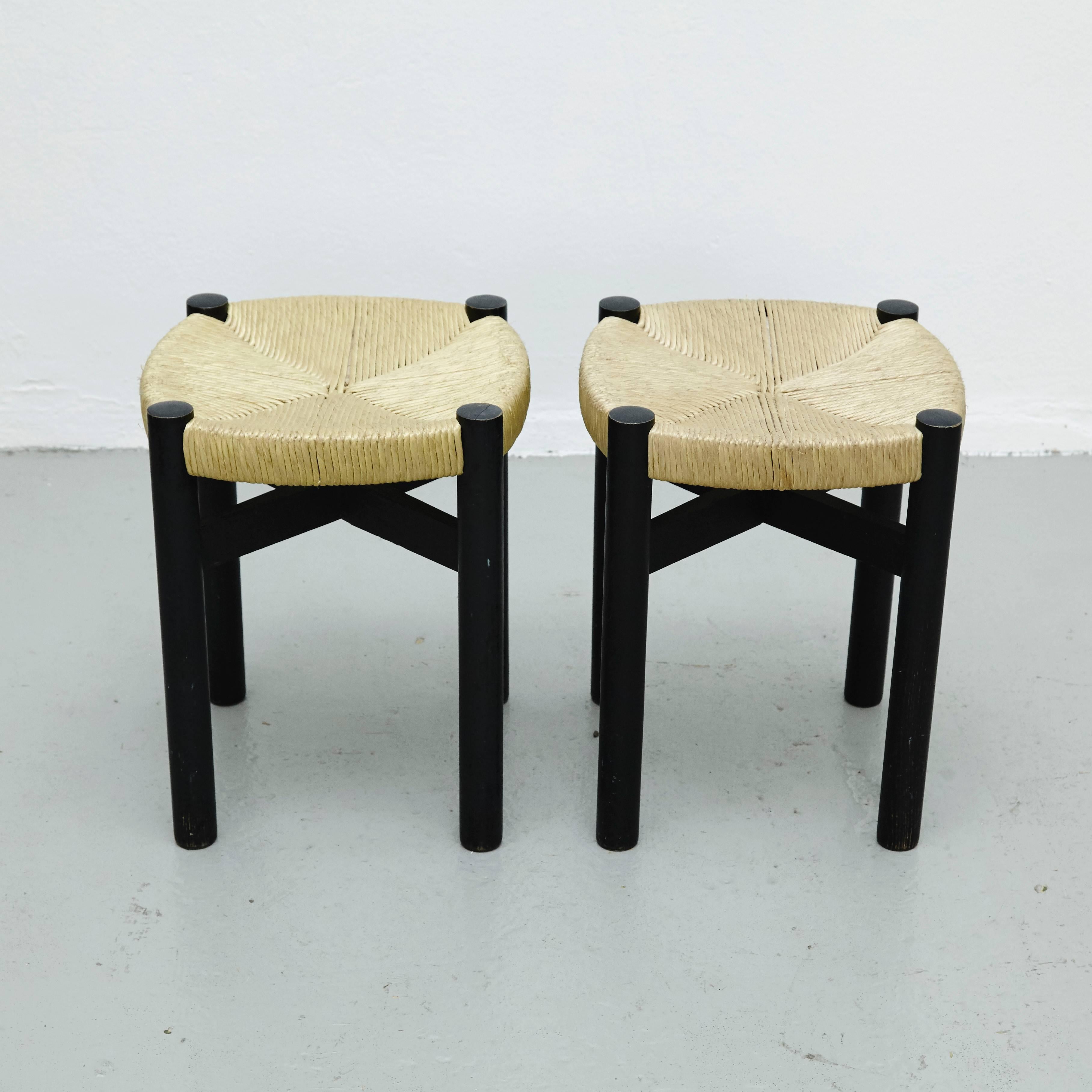 Pair of Stools by Charlotte Perriand for Meribel, circa 1950 In Good Condition In Barcelona, Barcelona