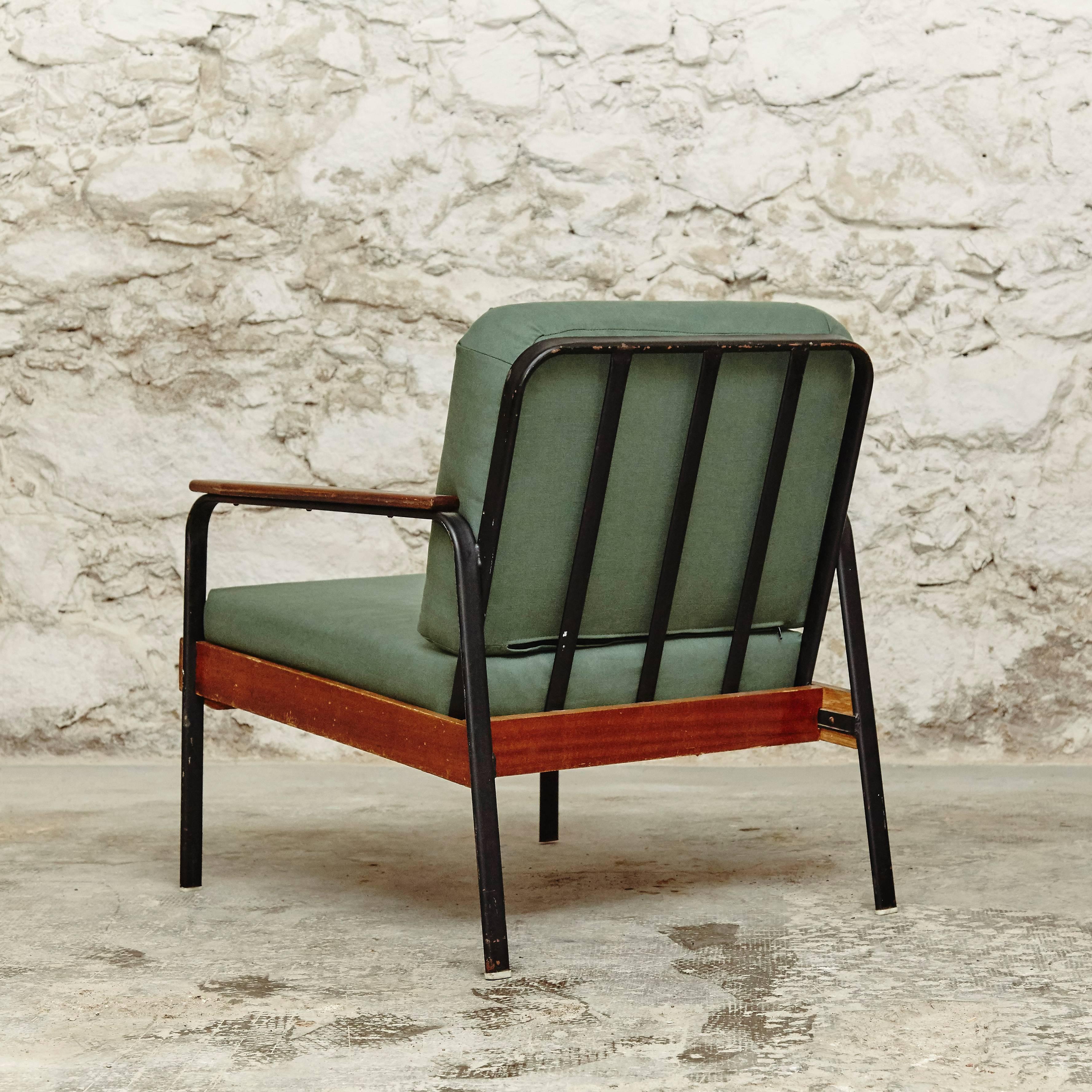 Metal Pair of French Easy Chair After Jean Prouve, circa 1950