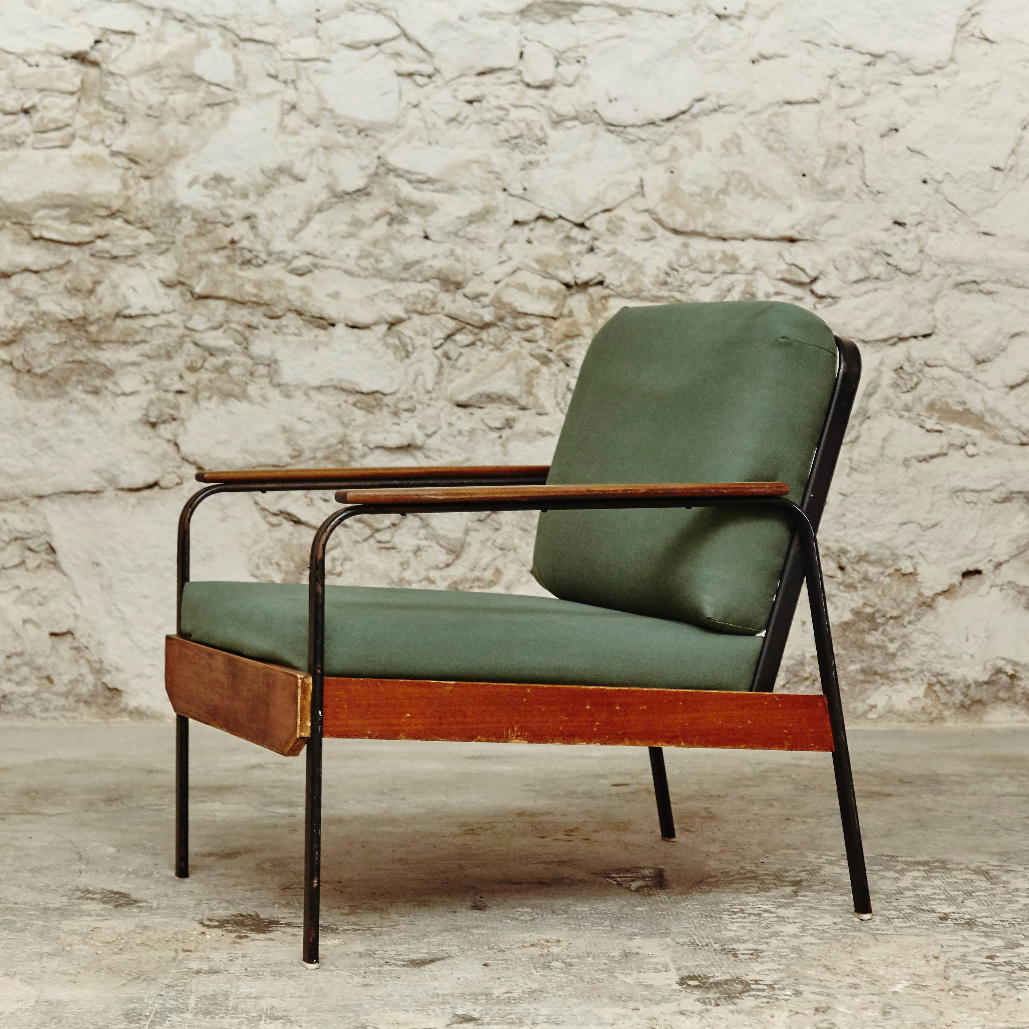 Mid-Century Modern Pair of French Easy Chair After Jean Prouve, circa 1950