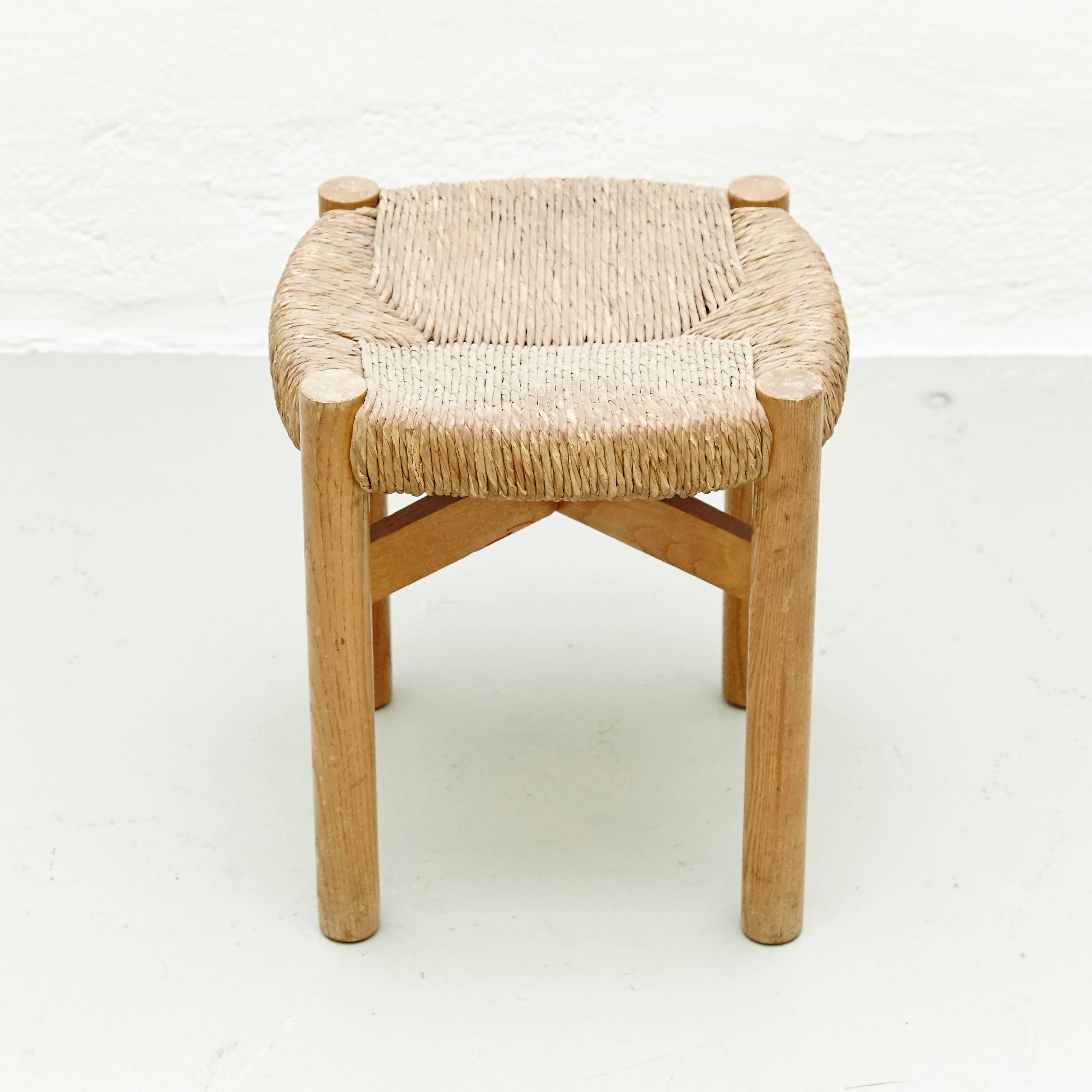 Stool, model meribel, designed by Charlotte Perriand circa 1950, manufactured in France.
Wood and rattan.

In good original condition, with minor wear consistent with age and use, preserving a beautiful patina.

Charlotte Perriand (1903-1999)