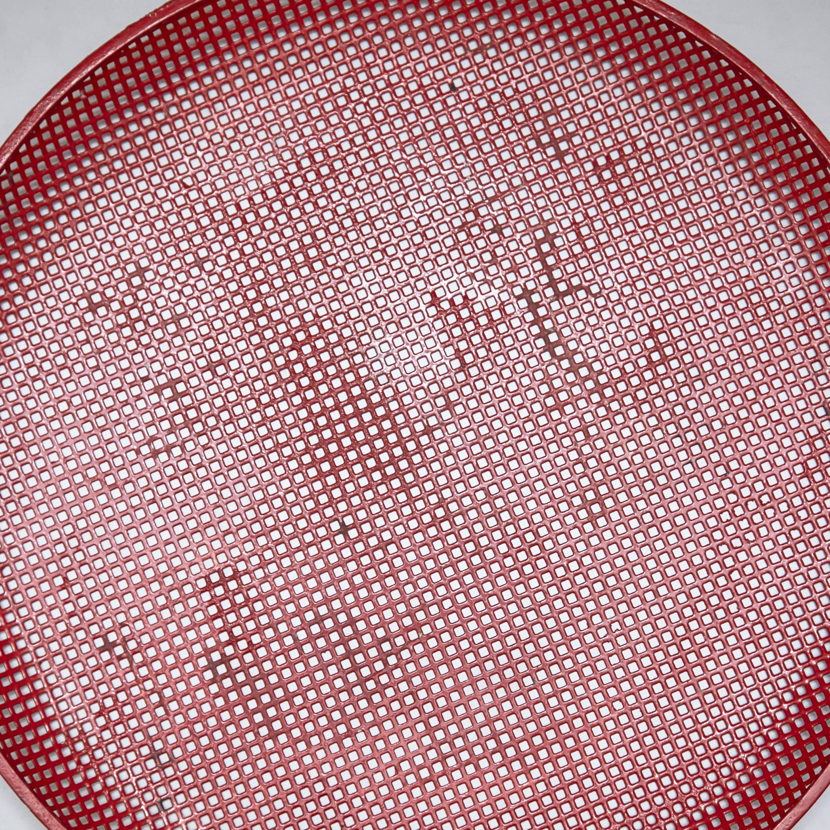 Mid-Century Modern Mathieu Mategot Mid Century Modern Red Enameled Metal Plate, circa 1950