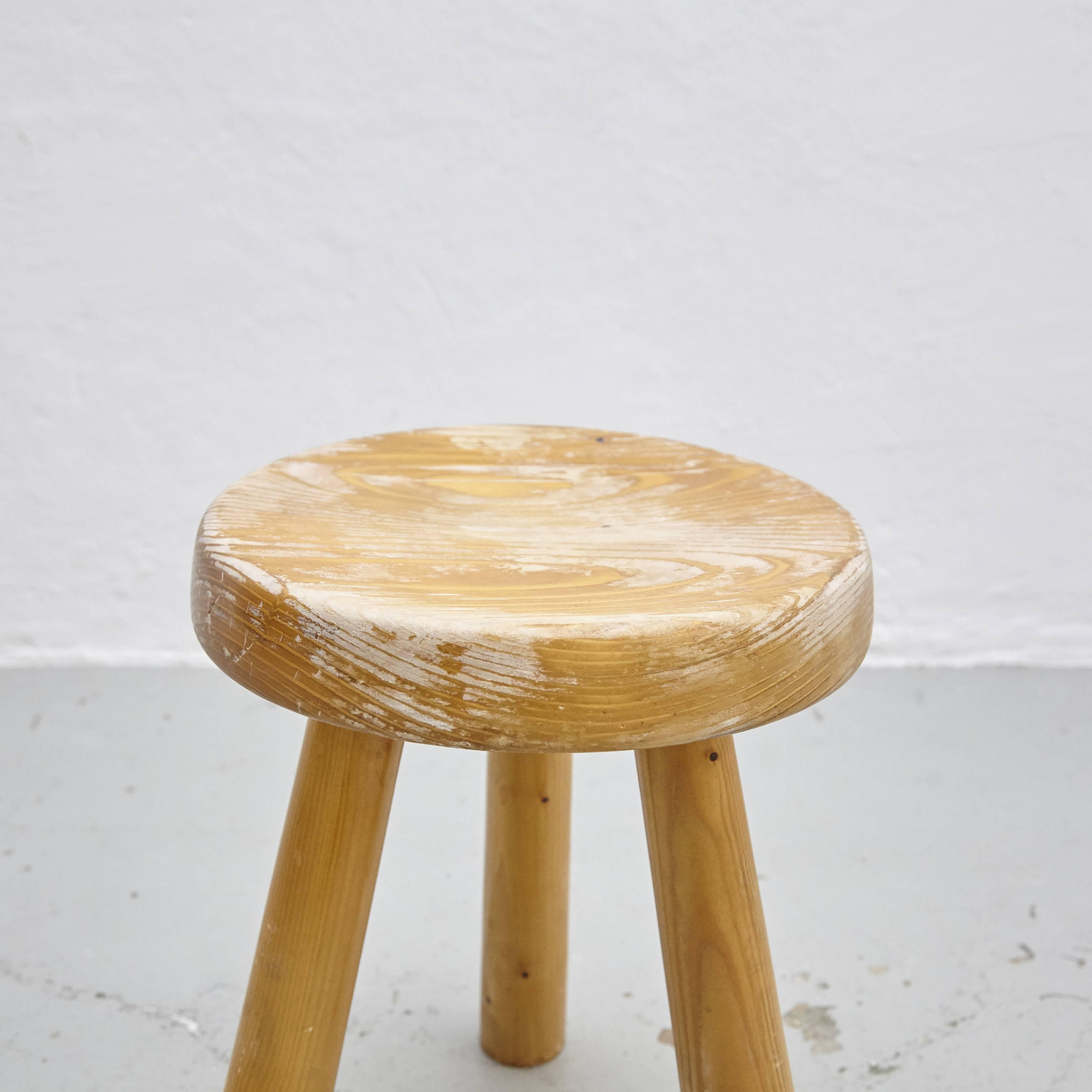 French Charlotte Perriand Stool for Les Arcs, circa 1960