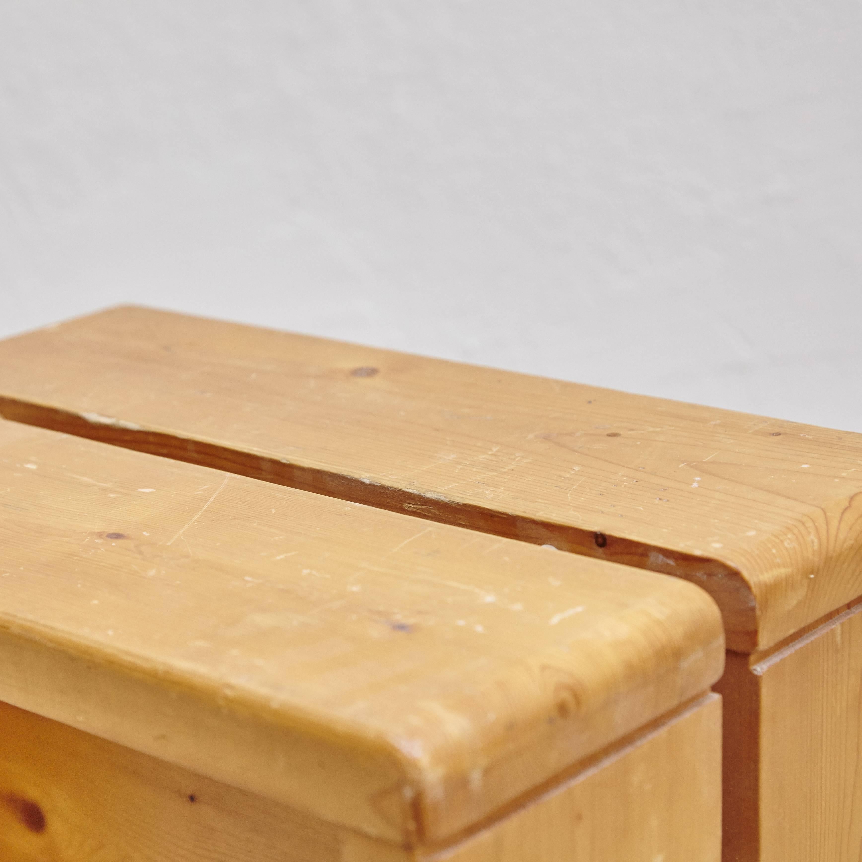 Pine Wood Stool by Charlotte Perriand for Les Arcs, circa 1960 2