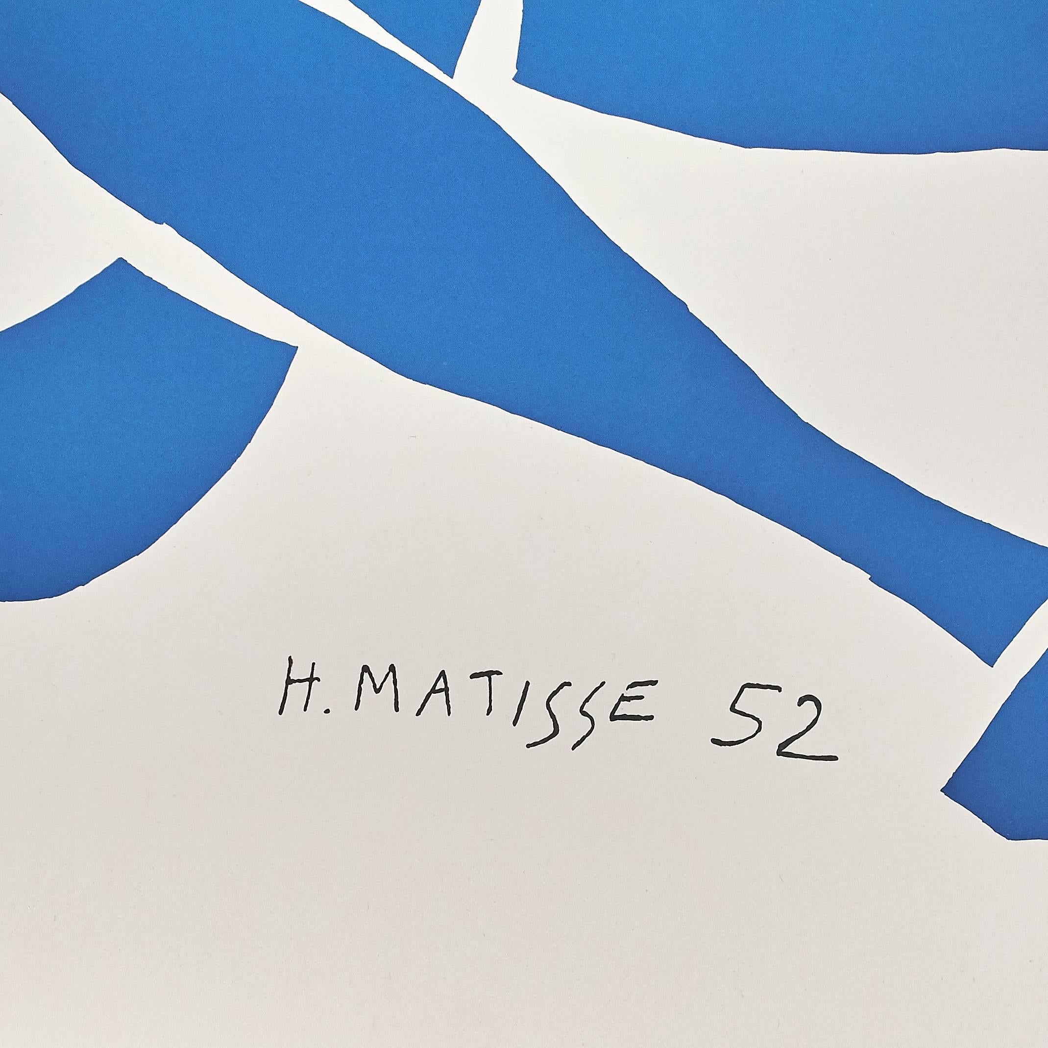 Color lithograph after the work by Henri Matisse,

Signed in the stone, as issued
Published posthumously by the estate
Edition of 200
Measures: 76 x 56 cm

Henri Matisse whether working as a draftsman, a sculptor, a printmaker or a painter