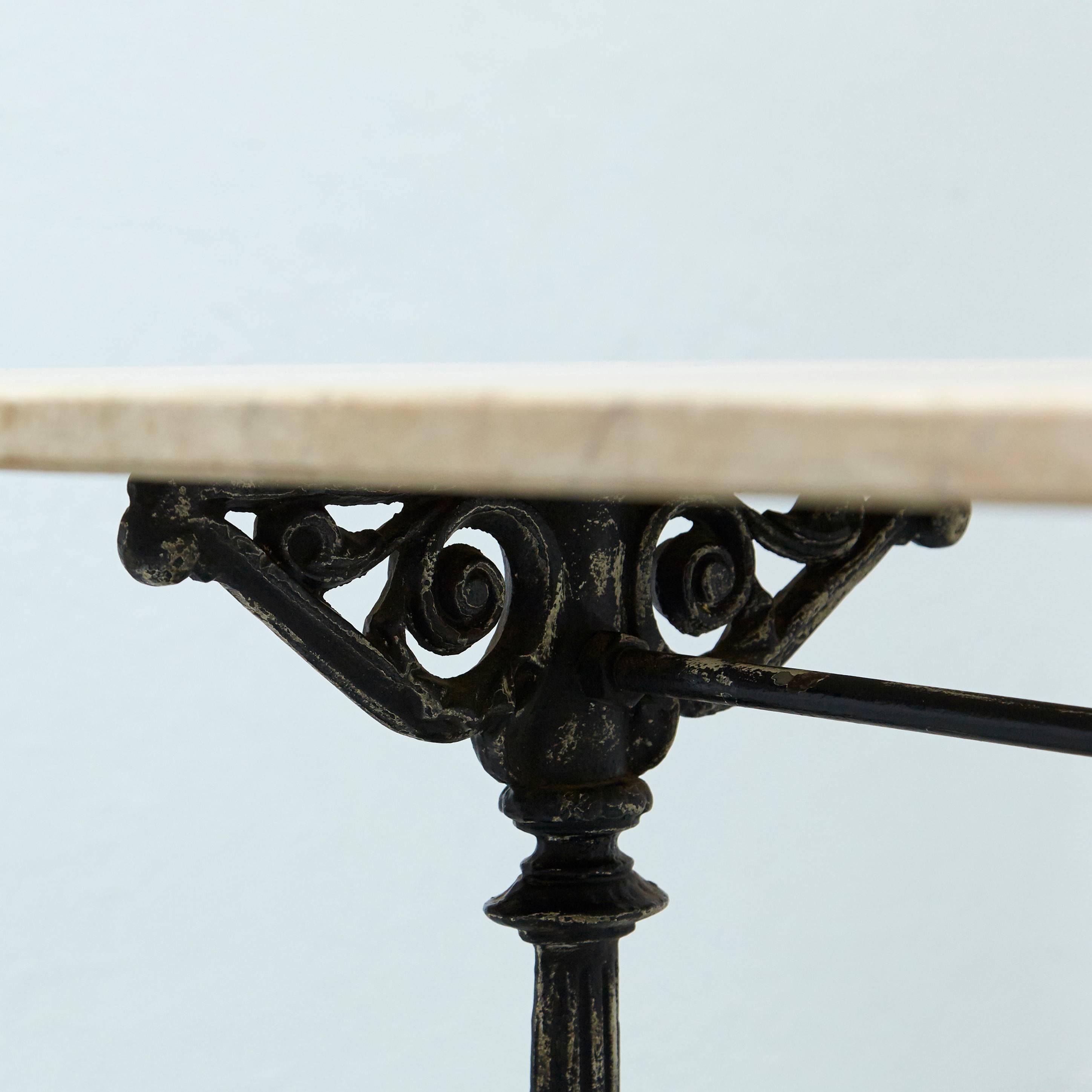 Metal French Marble Table, circa 1950
