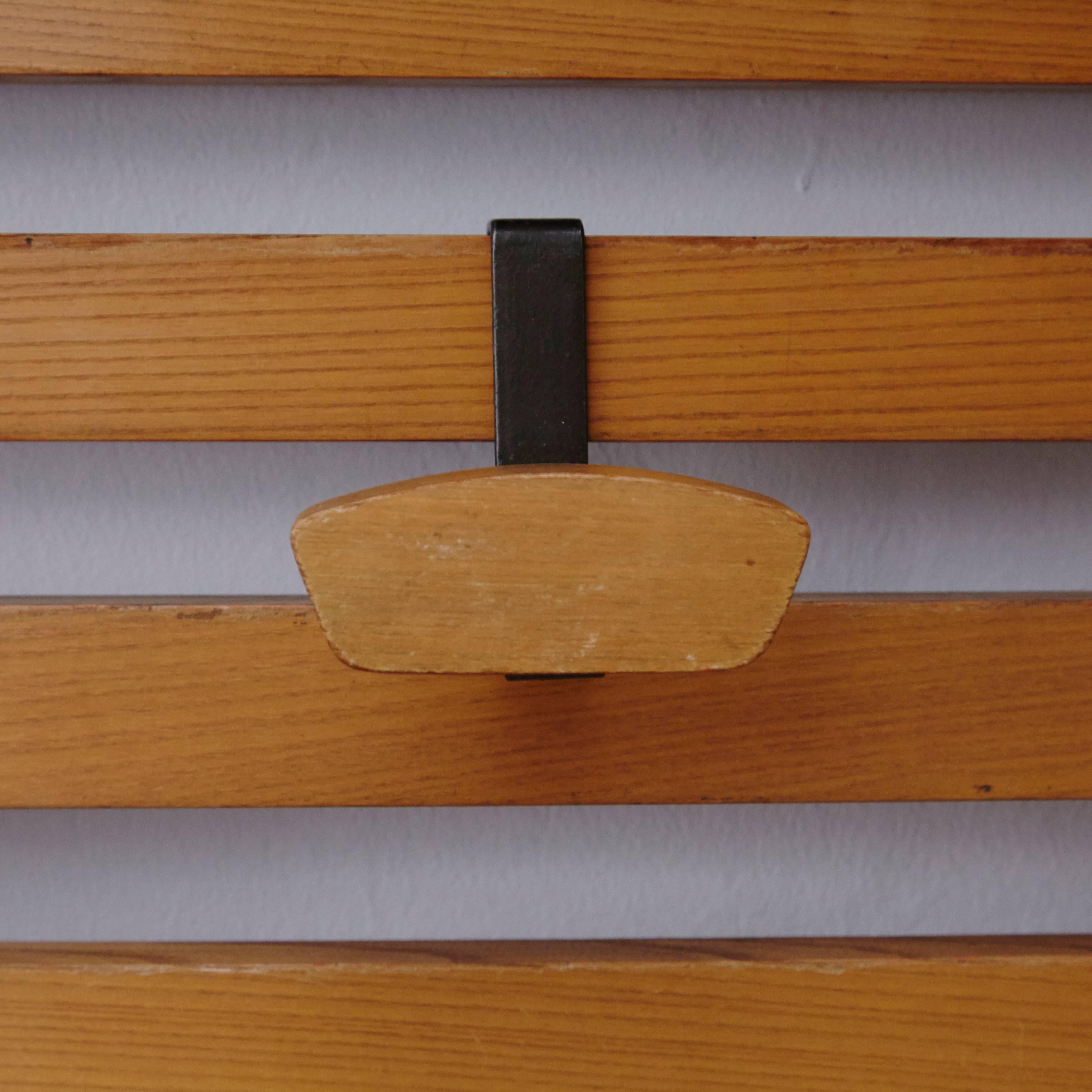 Le Corbusier and Charlotte Perriand Wall-Mounted Coatrack, circa 1950 In Good Condition In Barcelona, Barcelona