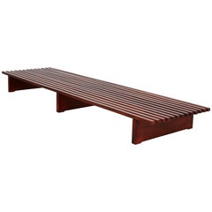 Charlotte Perriand Mid Century Modern Mahogany Wood Cansado Bench, circa 1950