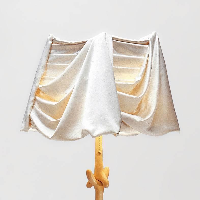 Spanish Salvador Dali, Contemporary, Lime-Wood, Beige Line, Muletas Lamp Sculpture