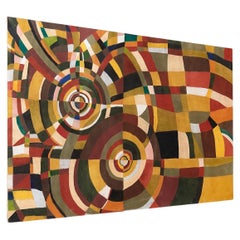 After Sonia Delaunay Large Colorful Painting in Wood